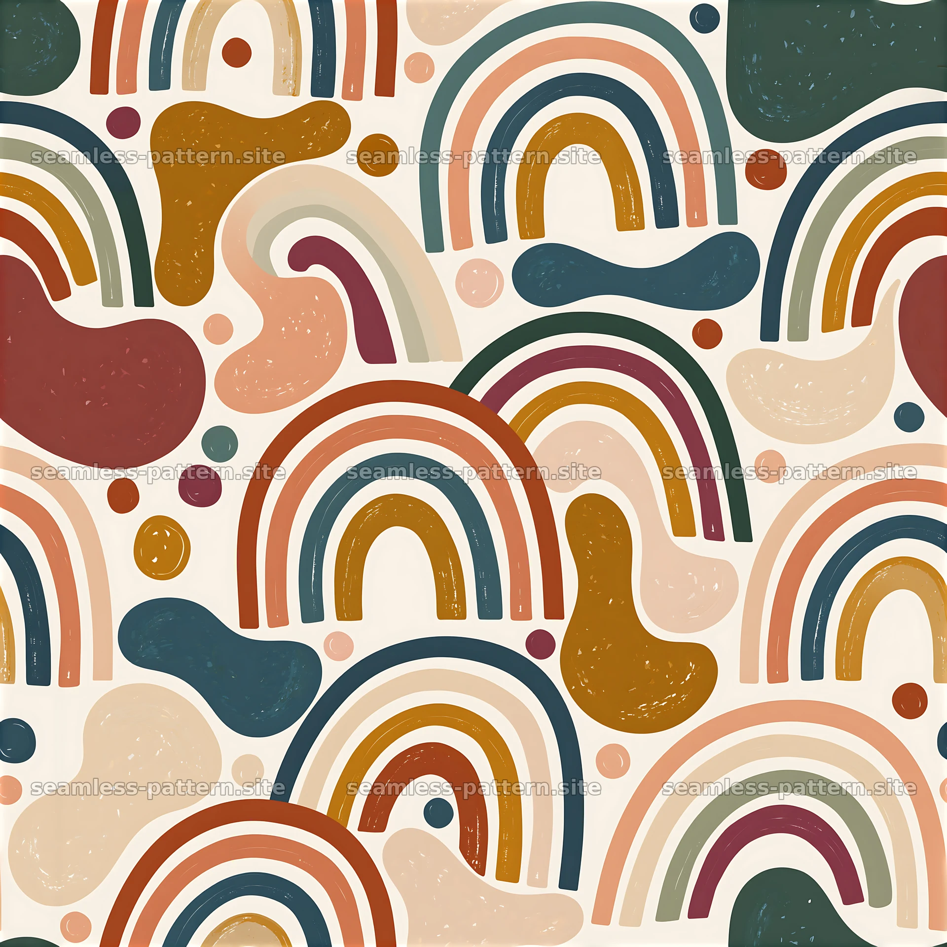 Colorful abstract pattern with rainbows and organic shapes — seamless tileable pattern at 8192x8192