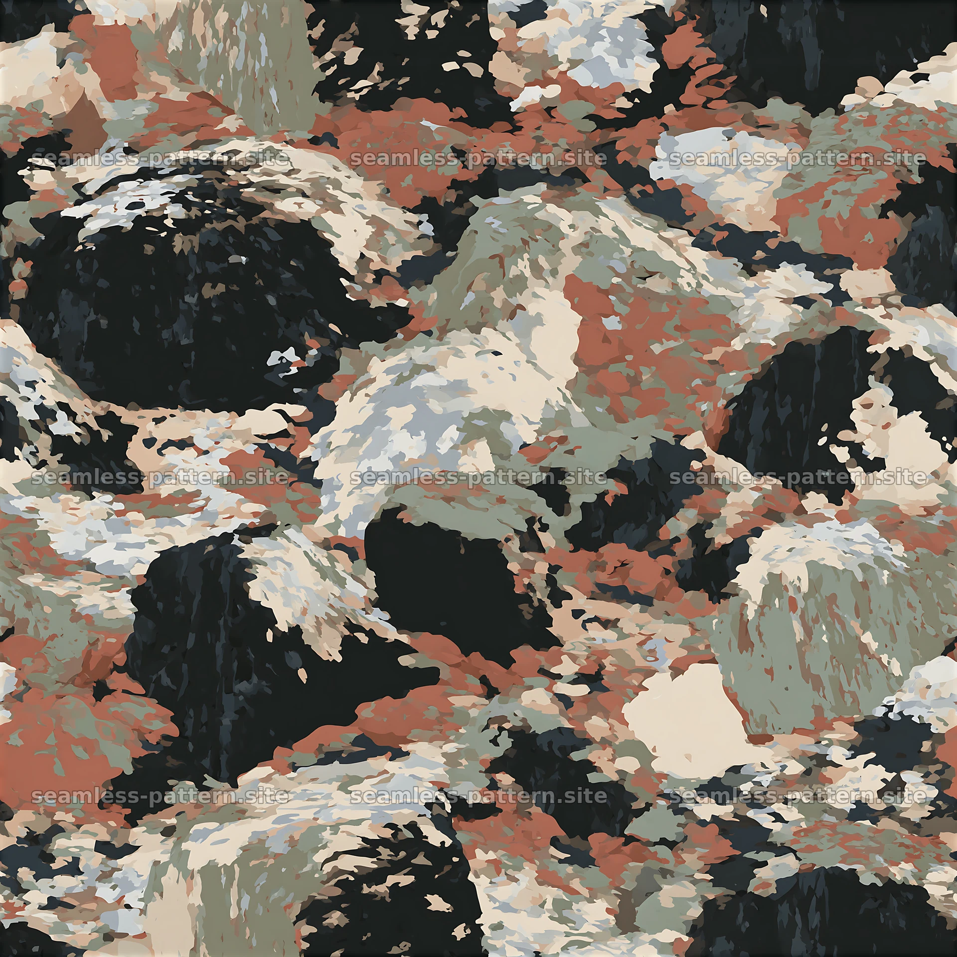 Seamless camouflage pattern with rocky terrain colors — seamless tileable pattern at 8192x8192