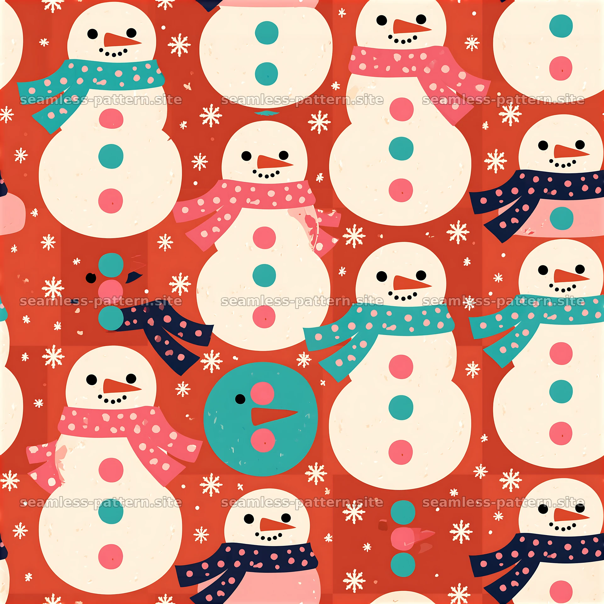 Cute snowman seamless design for winter crafts and decorations — seamless tileable pattern at 8192x8192