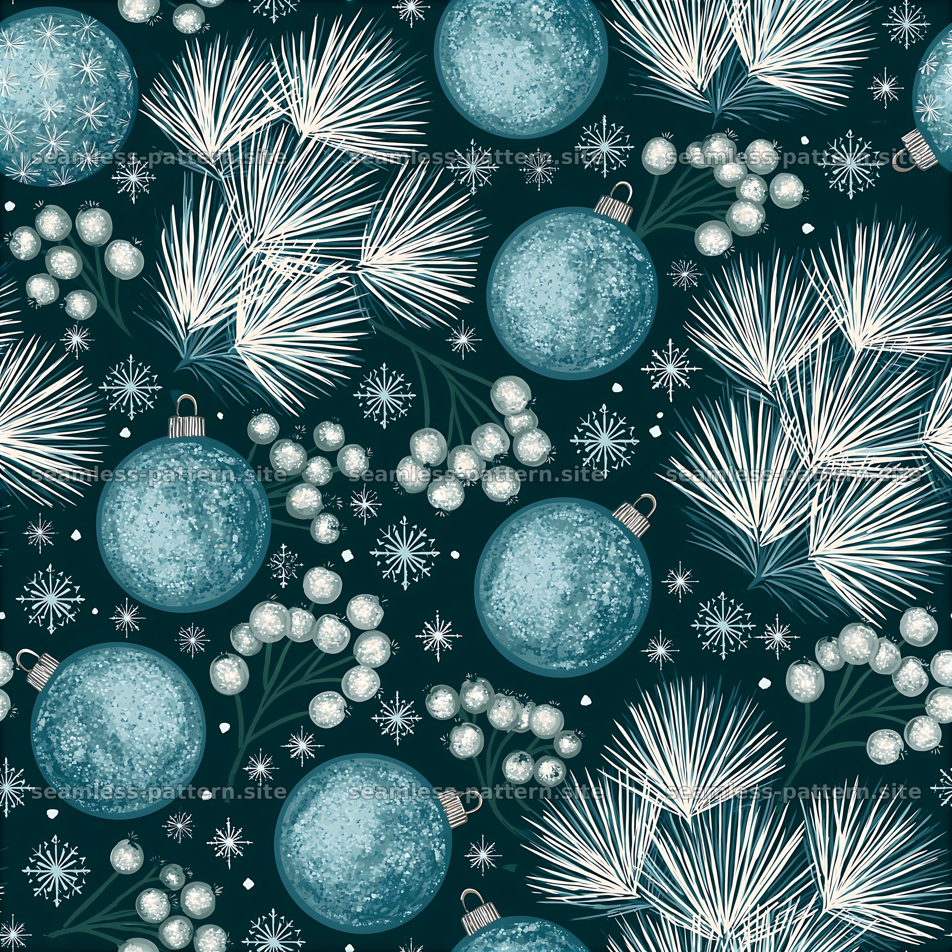 Festive green and blue ornament seamless pattern for wallpaper — seamless tileable pattern at 8192x8192