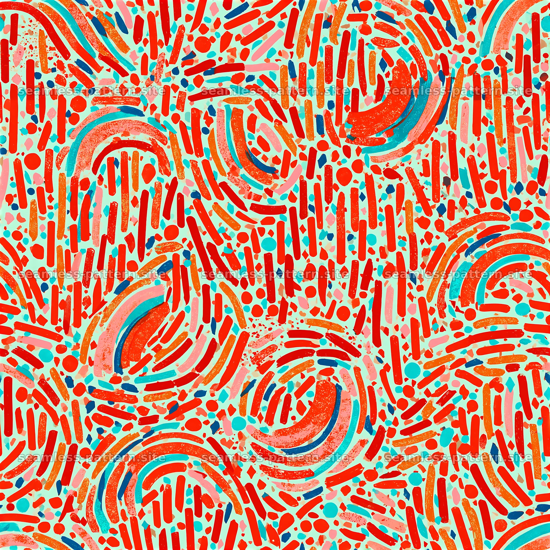 Birthday Sprinkles Seamless Pattern with Colorful Arcs — seamless tileable pattern at 8192x8192