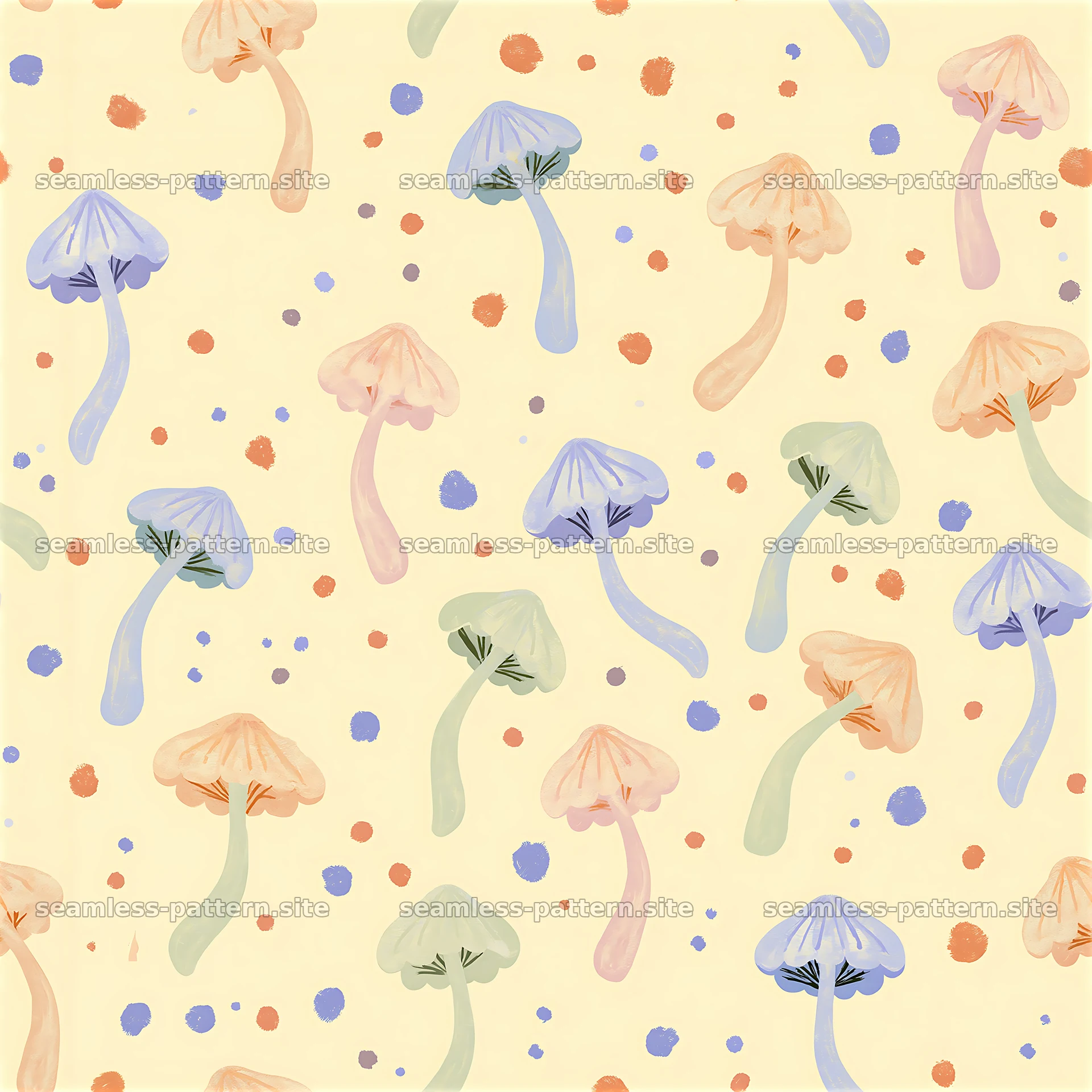 Colorful Abstract Mushroom Seamless Pattern — seamless tileable pattern at 8192x8192