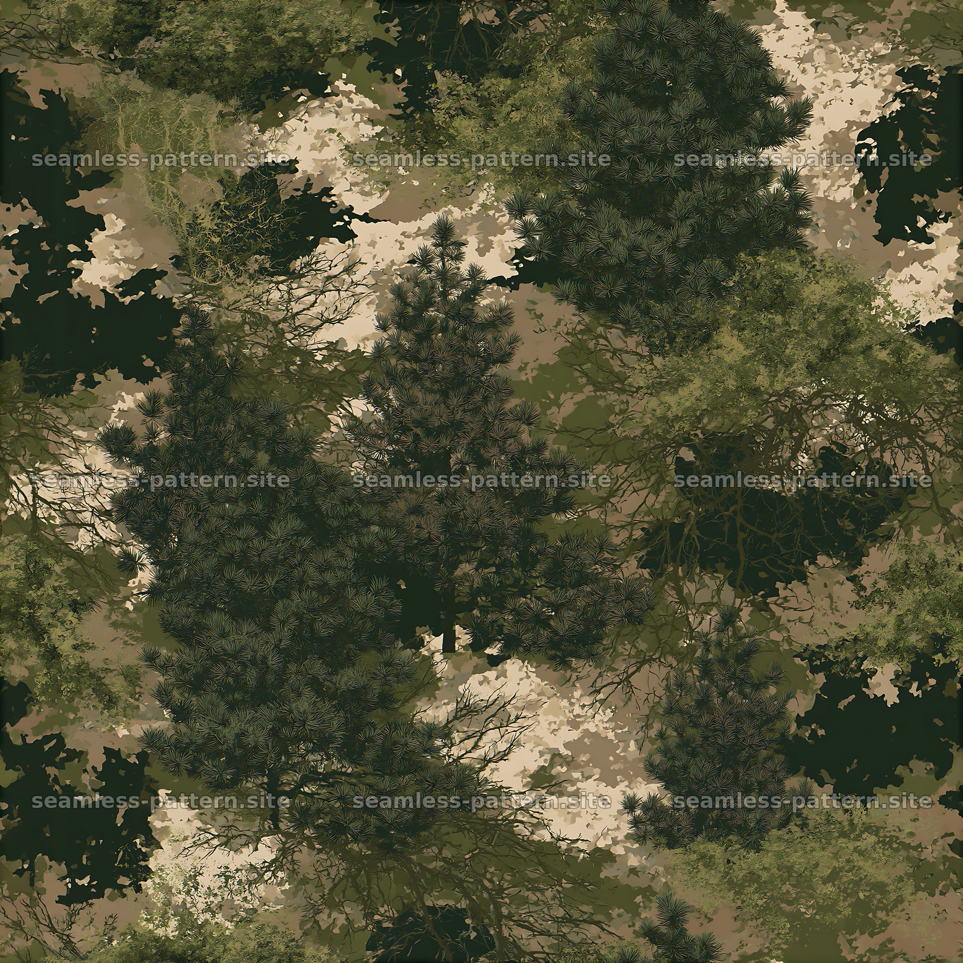 Forest camouflage seamless pattern with green and brown tones — seamless tileable pattern at 8192x8192