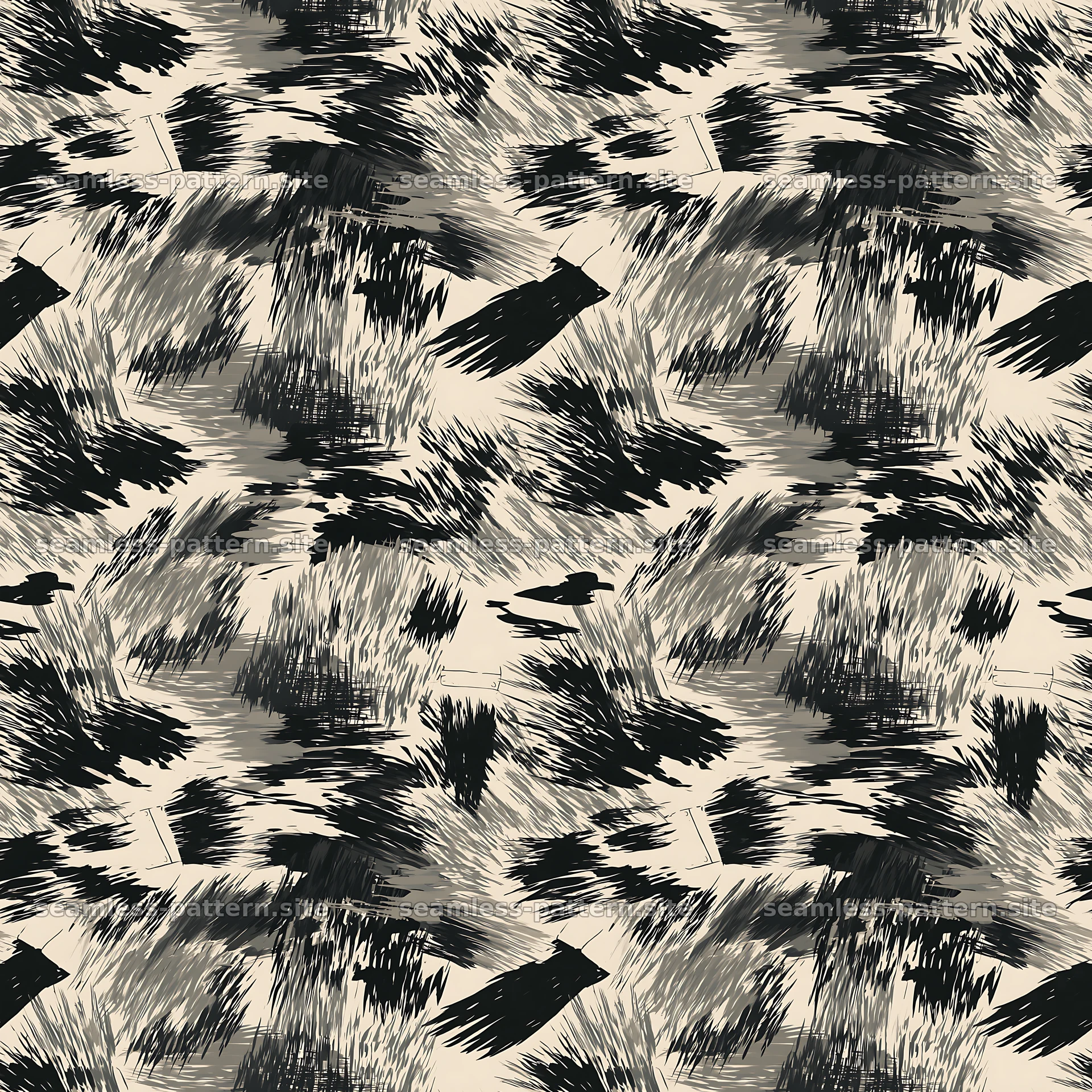 Seamless black camouflage brushstroke pattern — seamless tileable pattern at 8192x8192