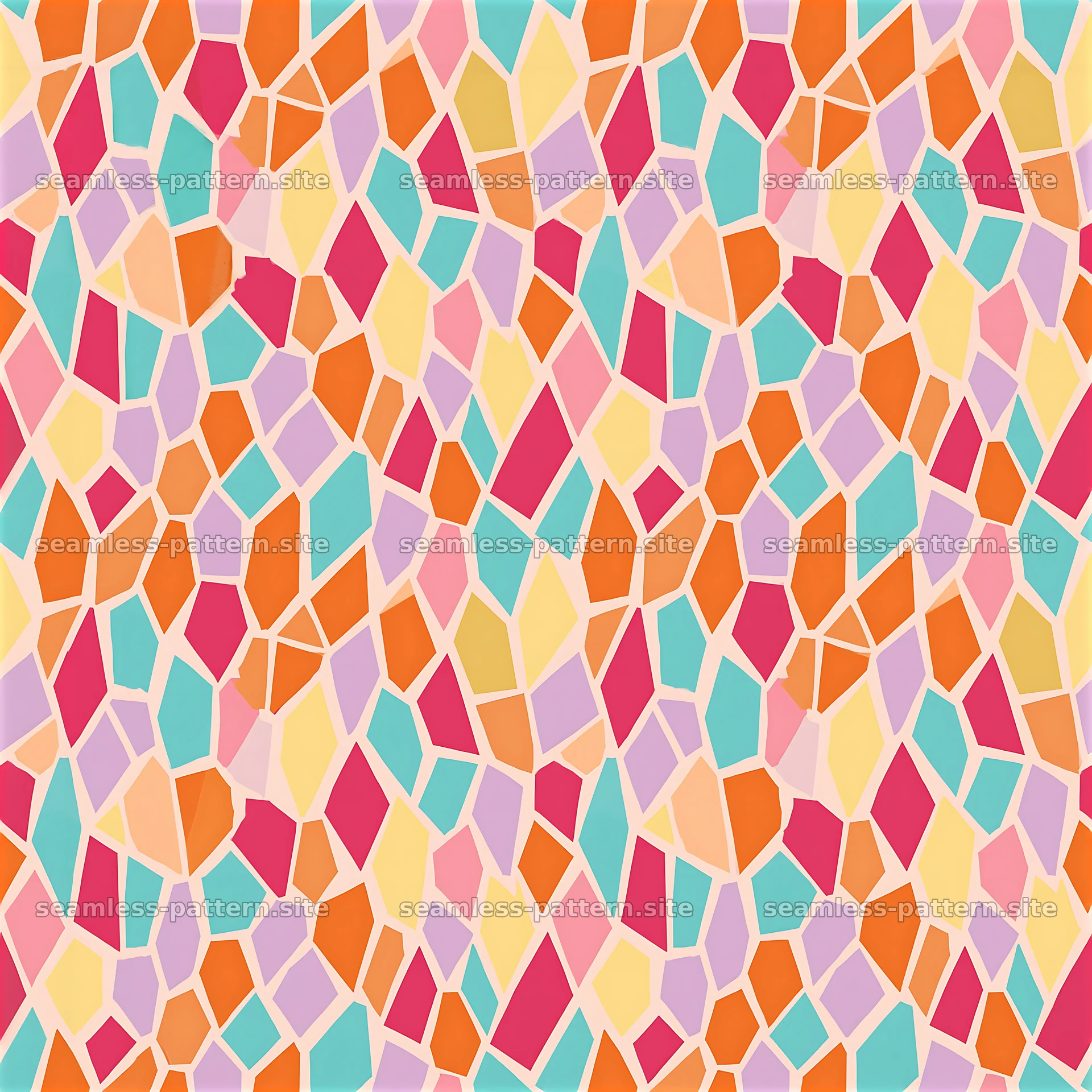 Colorful angular mosaics seamless pattern across a bright surface — seamless tileable pattern at 8192x8192