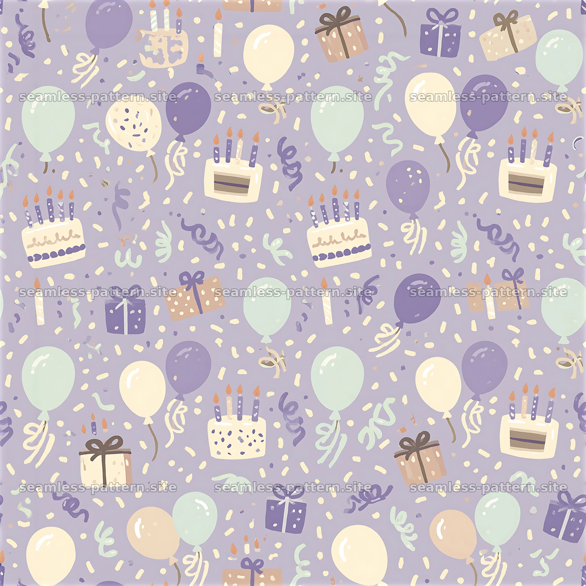 Colorful birthday celebration seamless pattern design — seamless tileable pattern at 8192x8192
