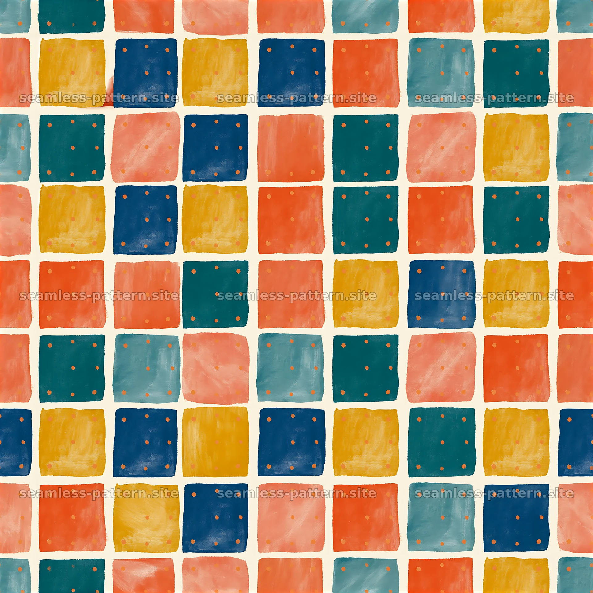Colorful checkerboard seamless pattern in bright hues with squares — seamless tileable pattern at 8192x8192