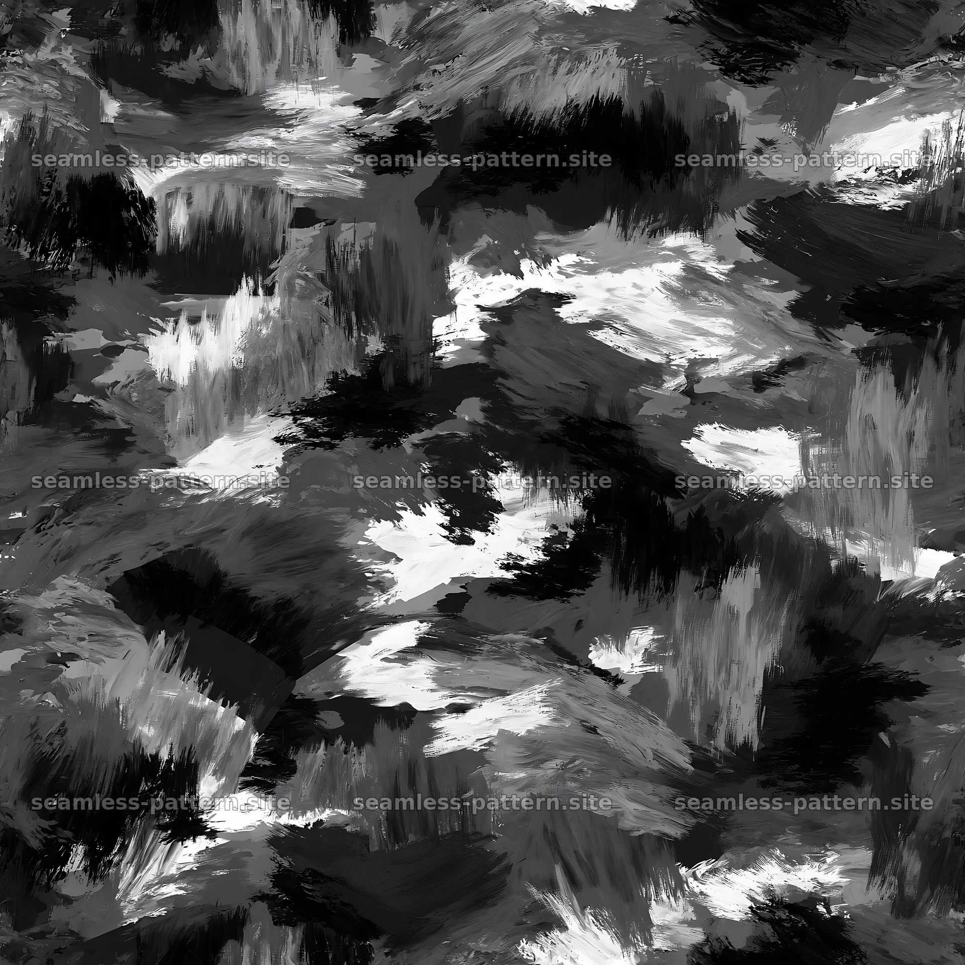 Seamless camouflage brushstroke pattern in monochrome colors — seamless tileable pattern