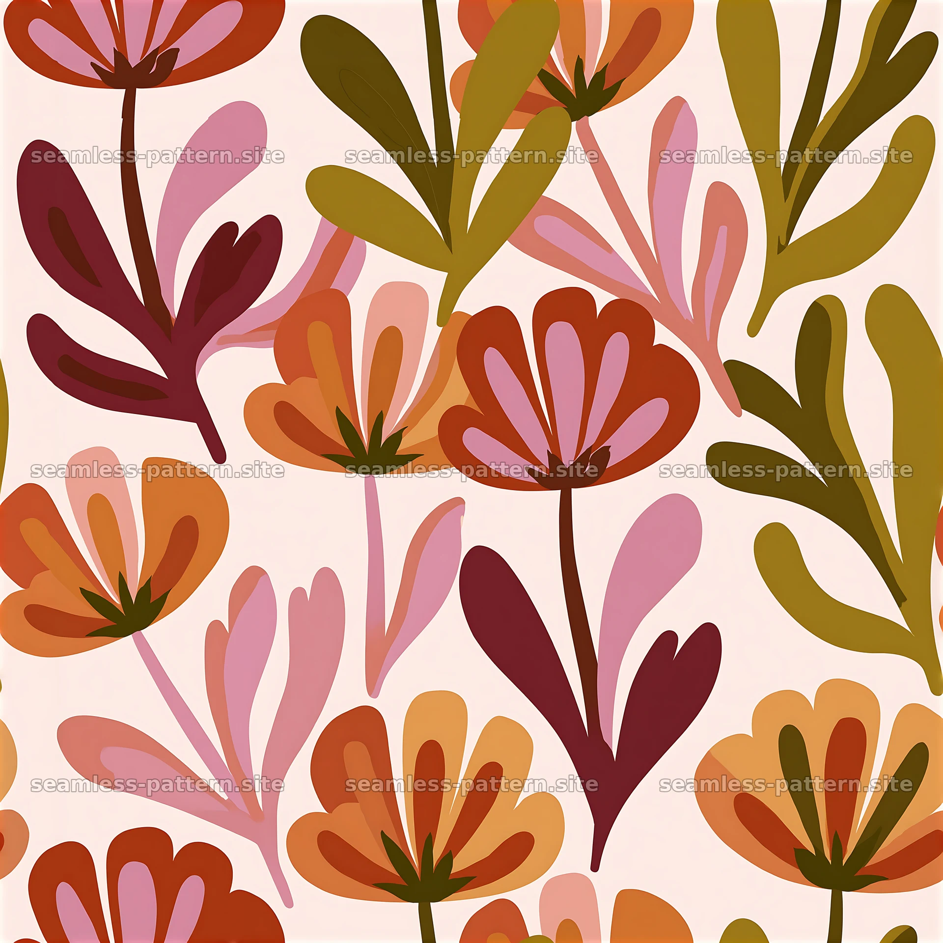 Colorful floral seamless pattern with various shapes and shades — seamless tileable pattern at 8192x8192