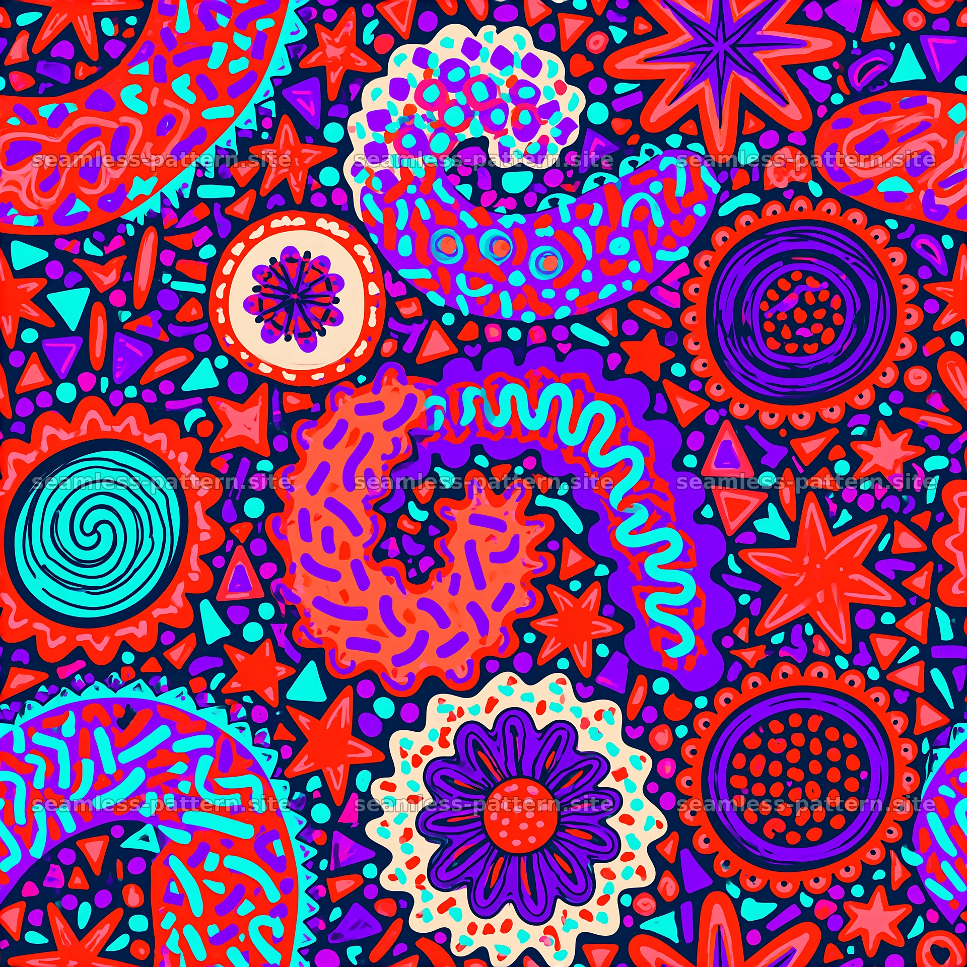 Colorful seamless pattern with abstract shapes and designs — seamless tileable pattern at 8192x8192