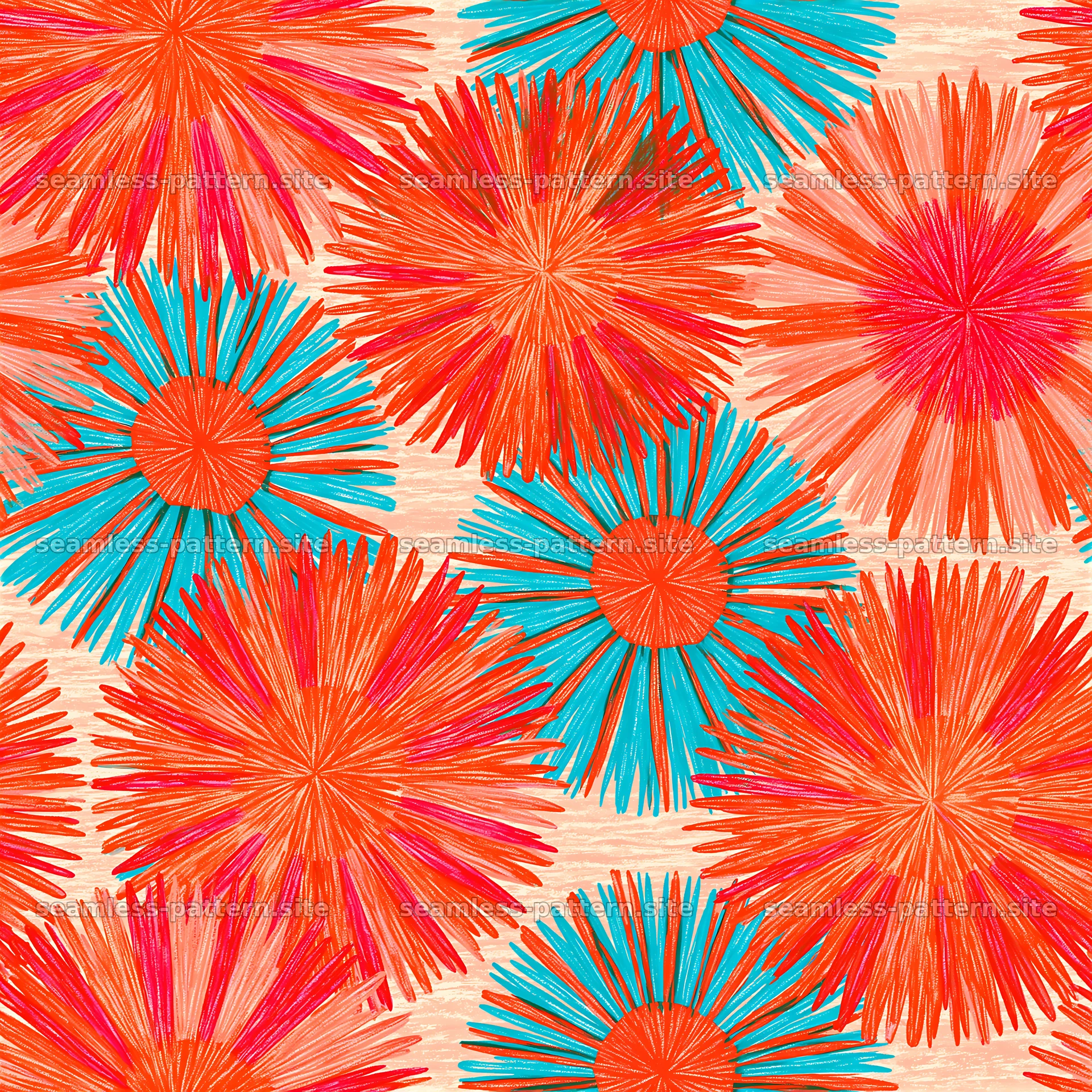 Vibrant sun shapes seamless pattern with colorful designs — seamless tileable pattern at 8192x8192