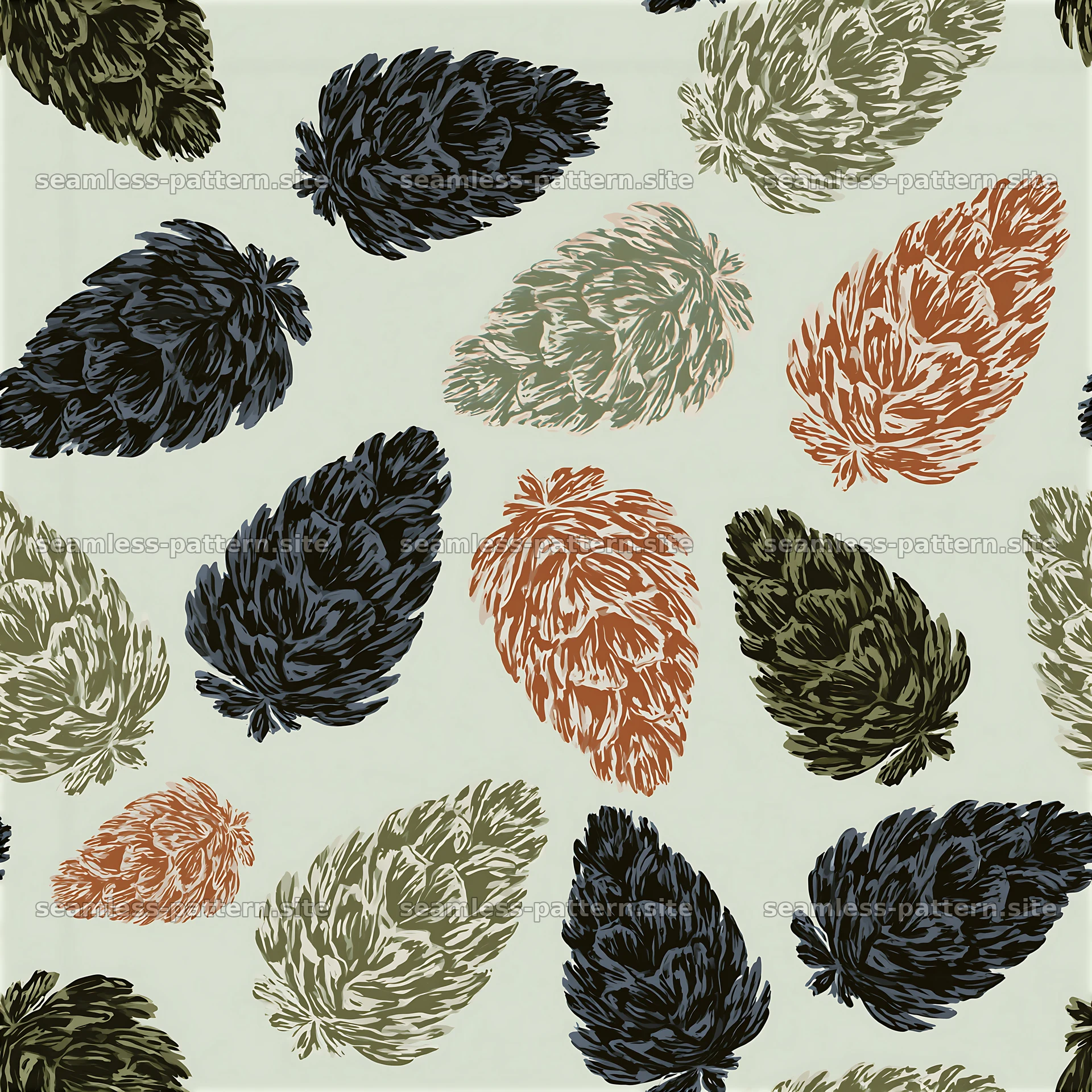 Seamless pinecone pattern for backgrounds and textiles design — seamless tileable pattern at 8192x8192