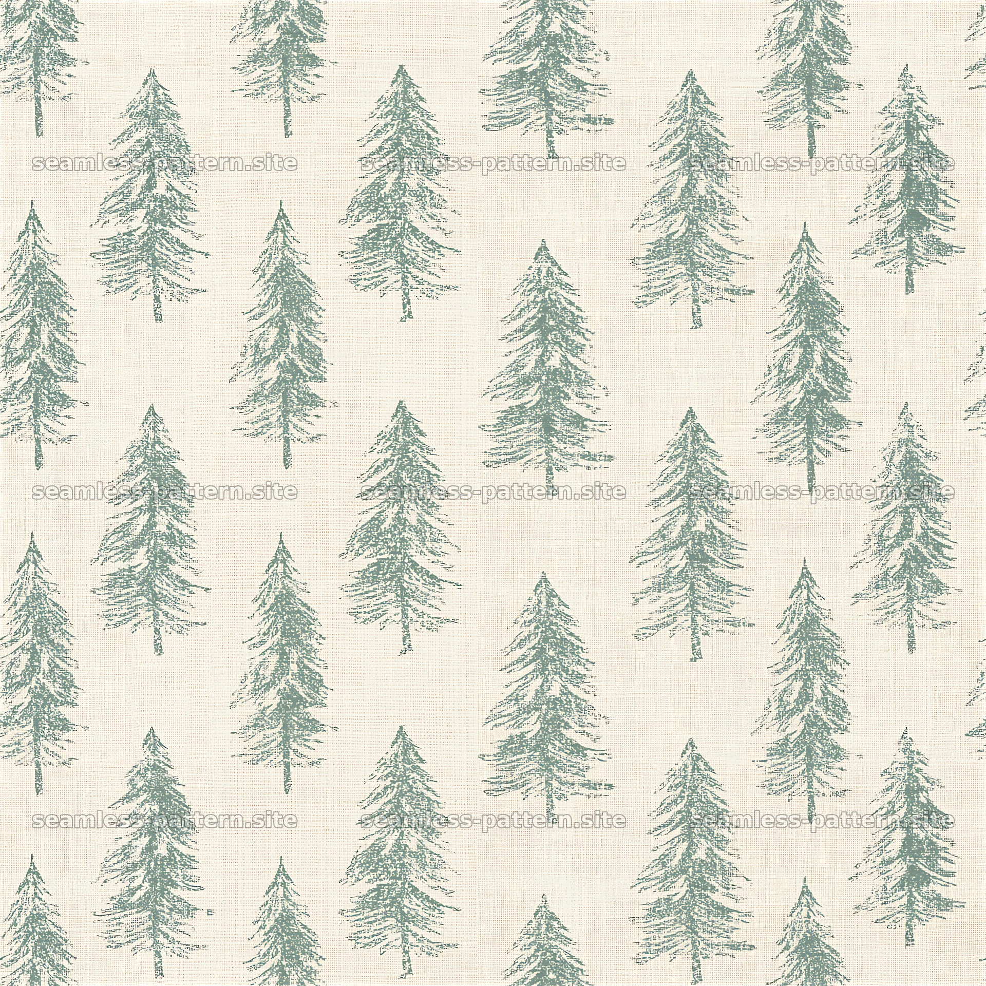 Seamless pattern of fir trees in a simple layout on natural background — seamless tileable pattern at 8192x8192