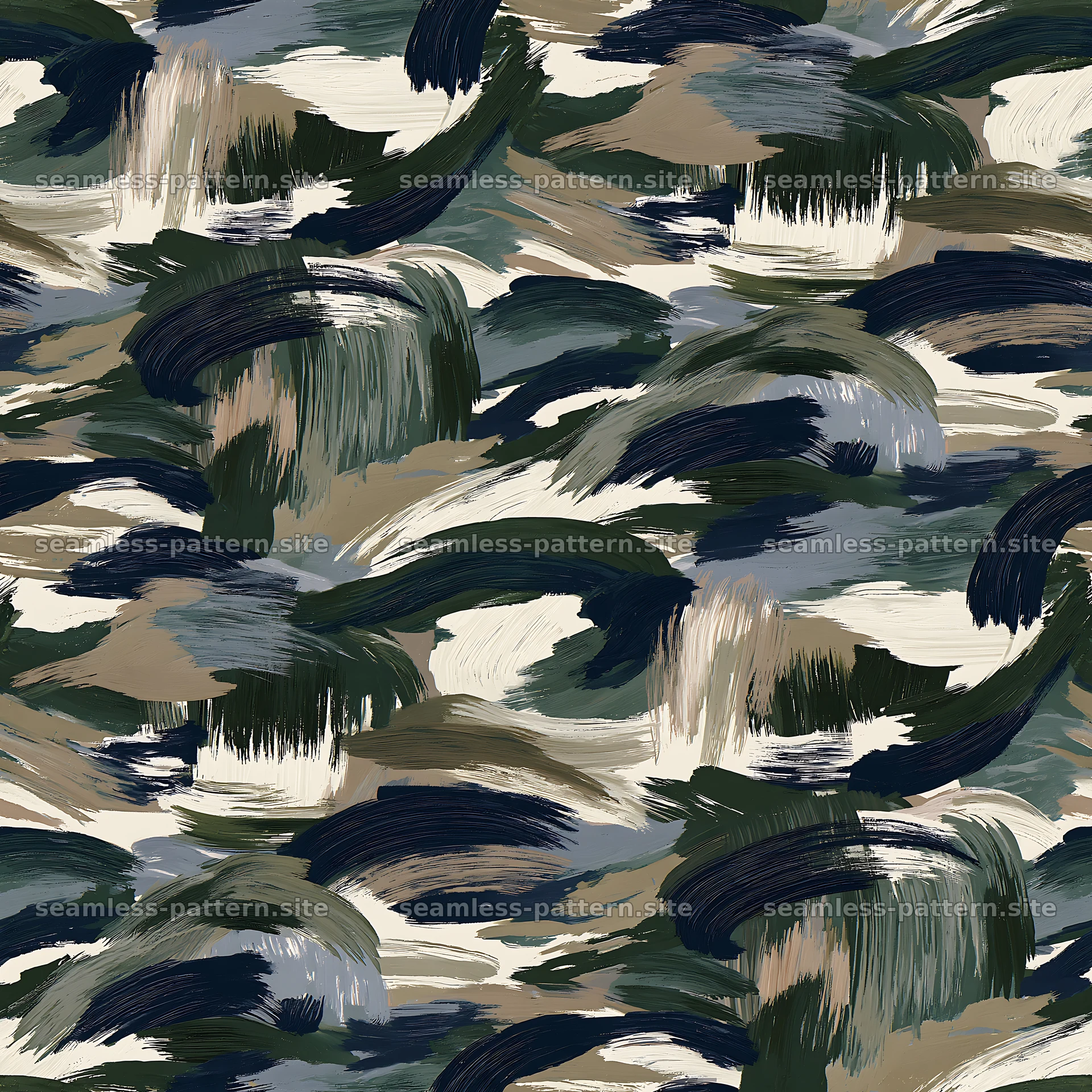 Seamless camouflage brushstroke pattern for fabric and wallpaper — seamless tileable pattern