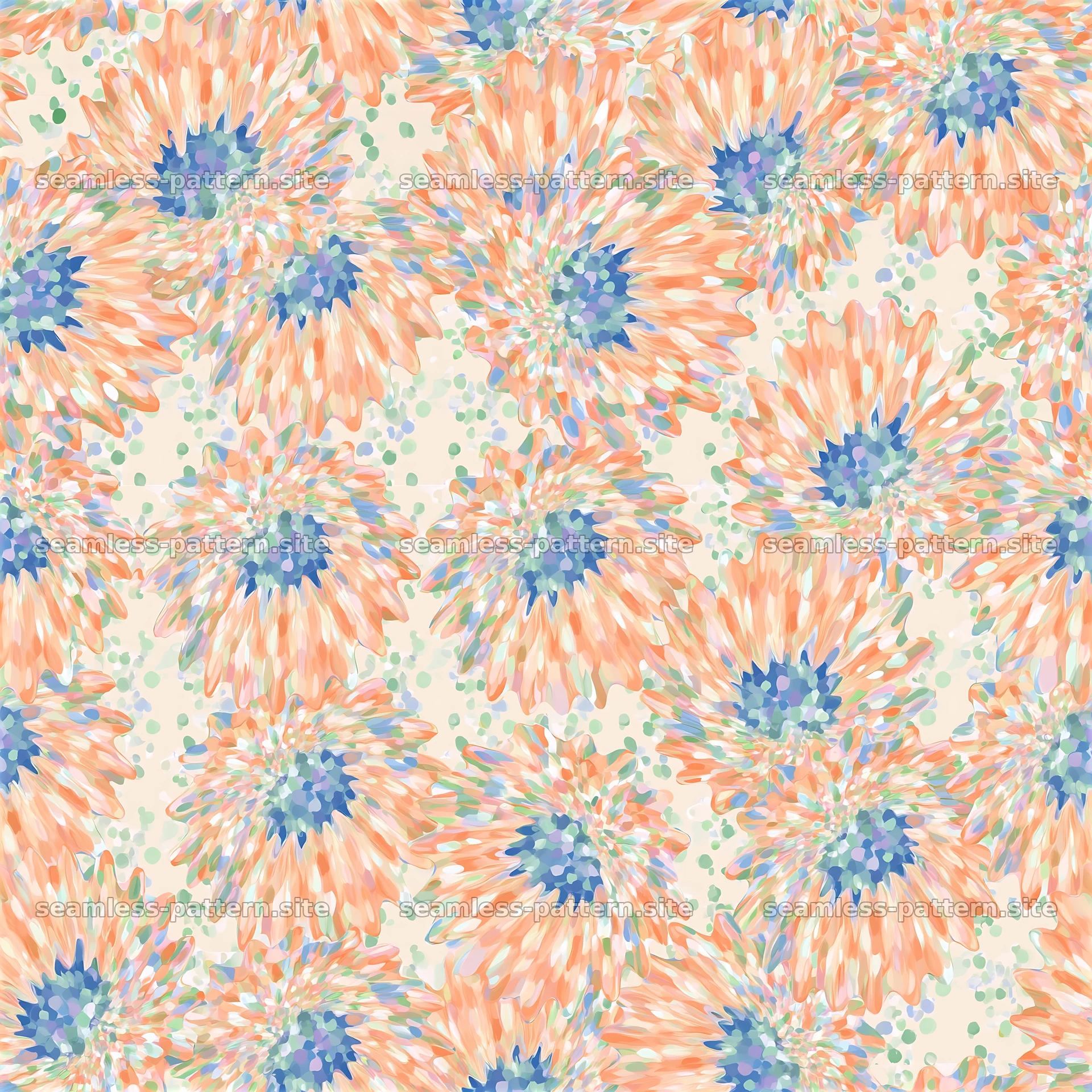 Colorful Psychedelic Floral Seamless Pattern — seamless tileable pattern at 8192x8192