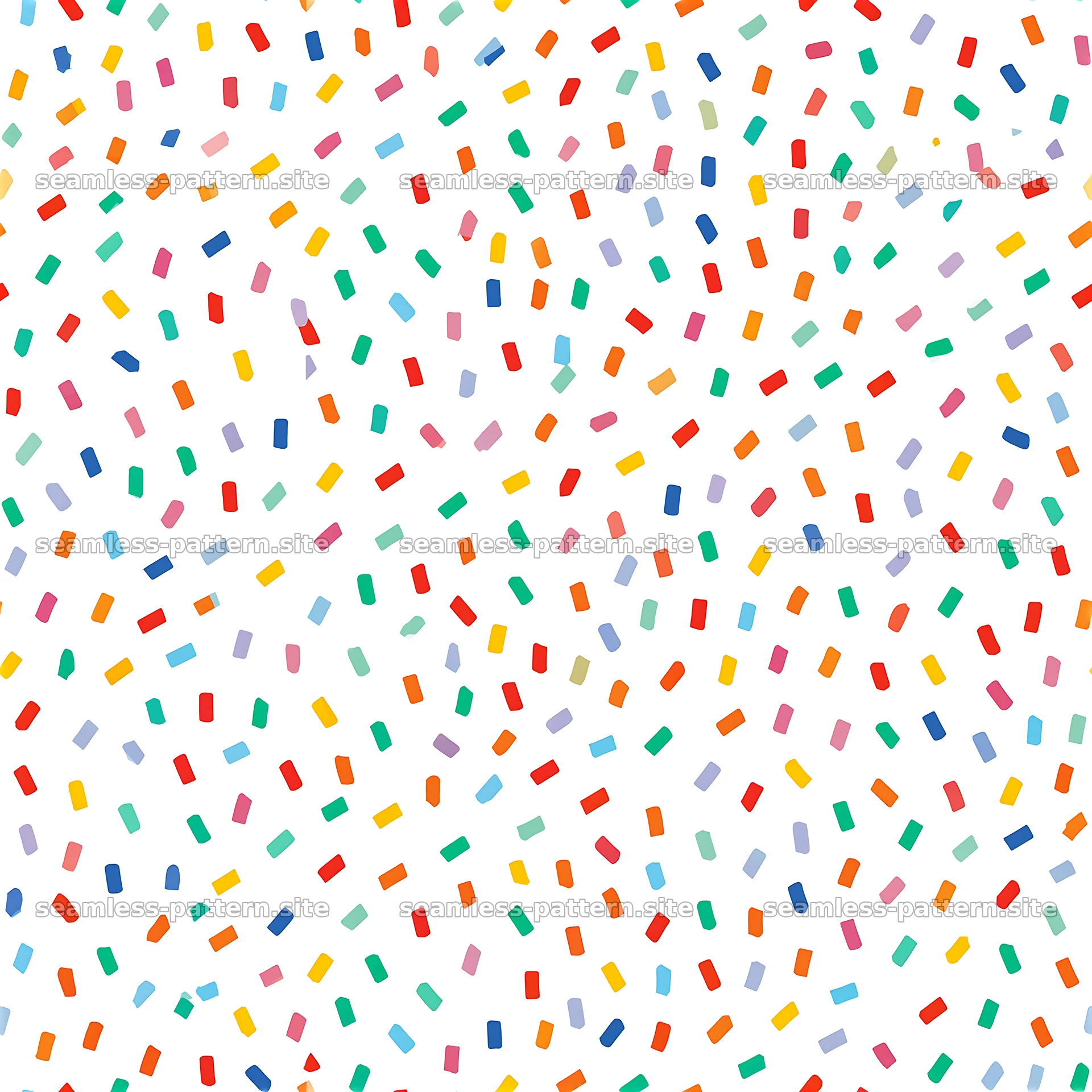 Colorful confetti seamless pattern with bright shapes on a light background — seamless tileable pattern at 8192x8192