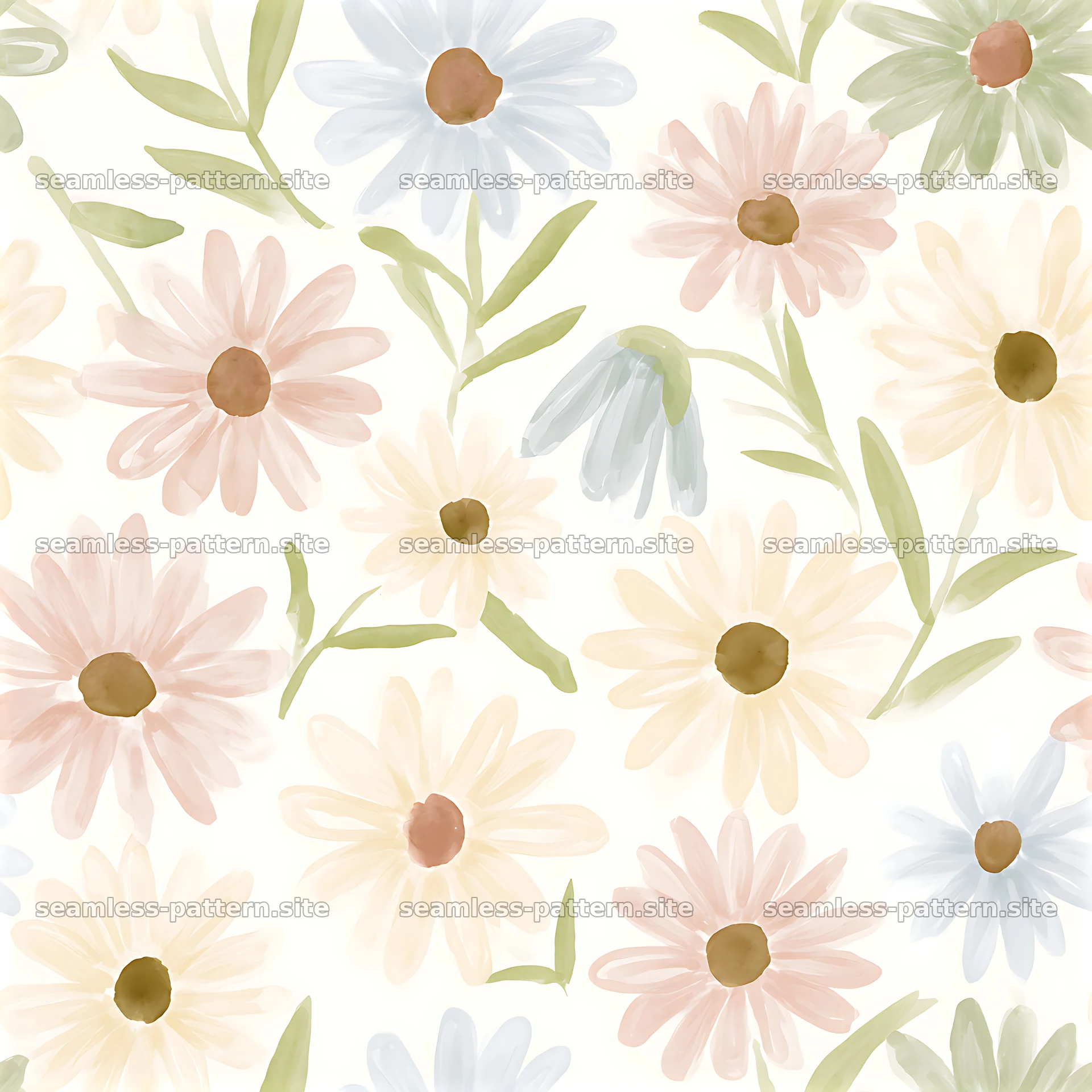 Cute floral seamless pattern in soft pastel colors — seamless tileable pattern at 8192x8192