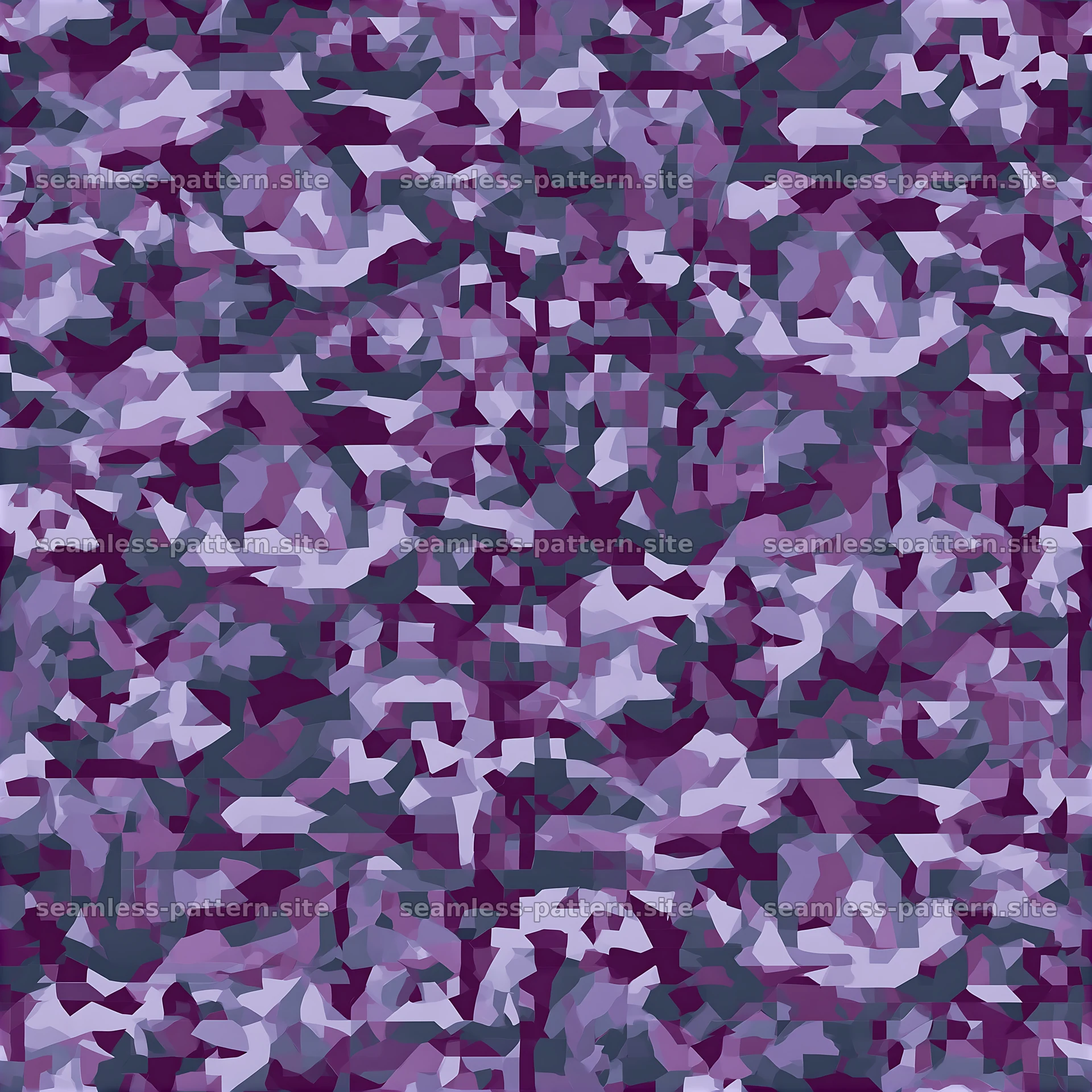 Purple geometric military camouflage seamless pattern with shapes — seamless tileable pattern at 8192x8192