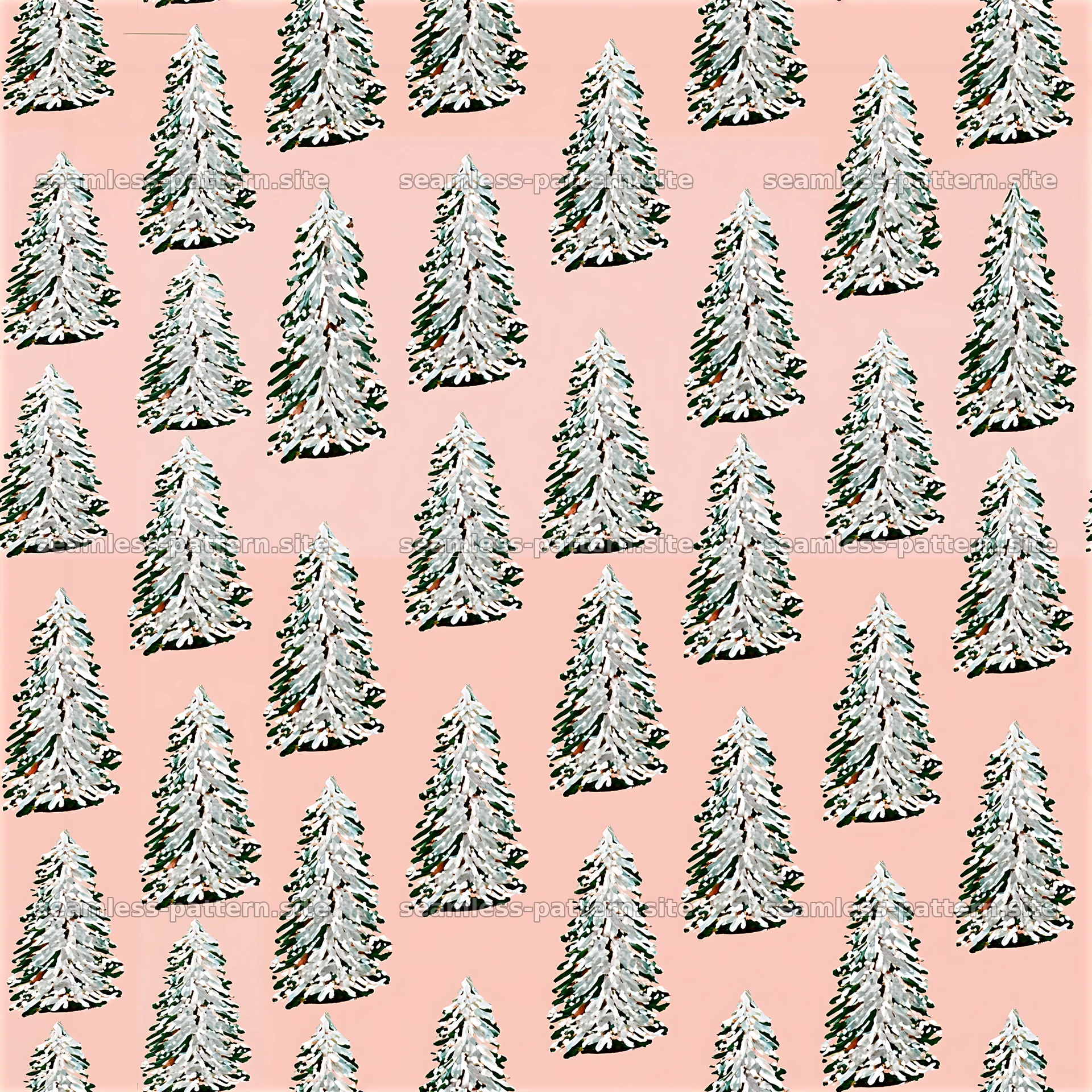 Silver Christmas tree seamless pattern on pink background — seamless tileable pattern at 8192x8192