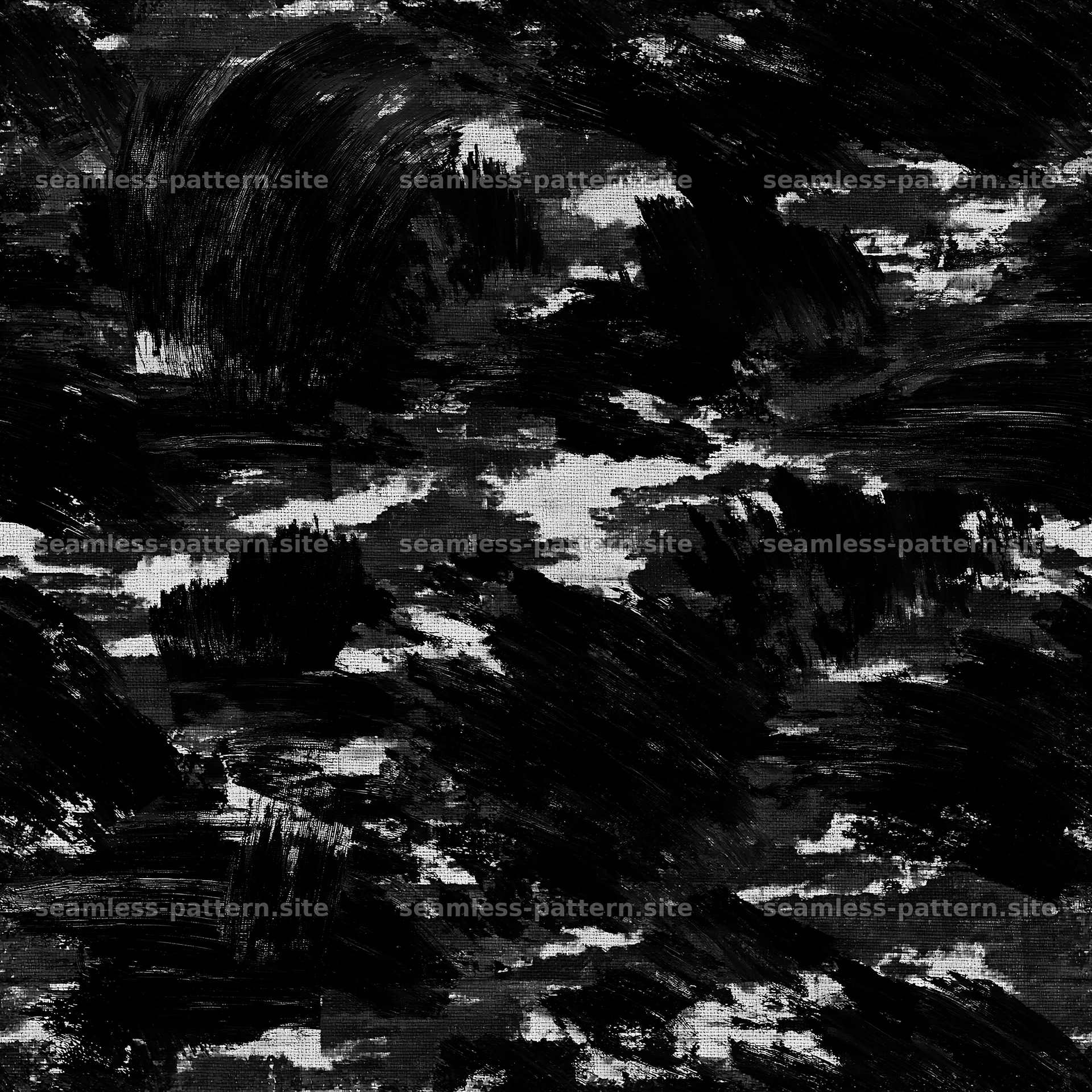 Seamless black camouflage brushstroke pattern for fabric and wallpaper — seamless tileable pattern