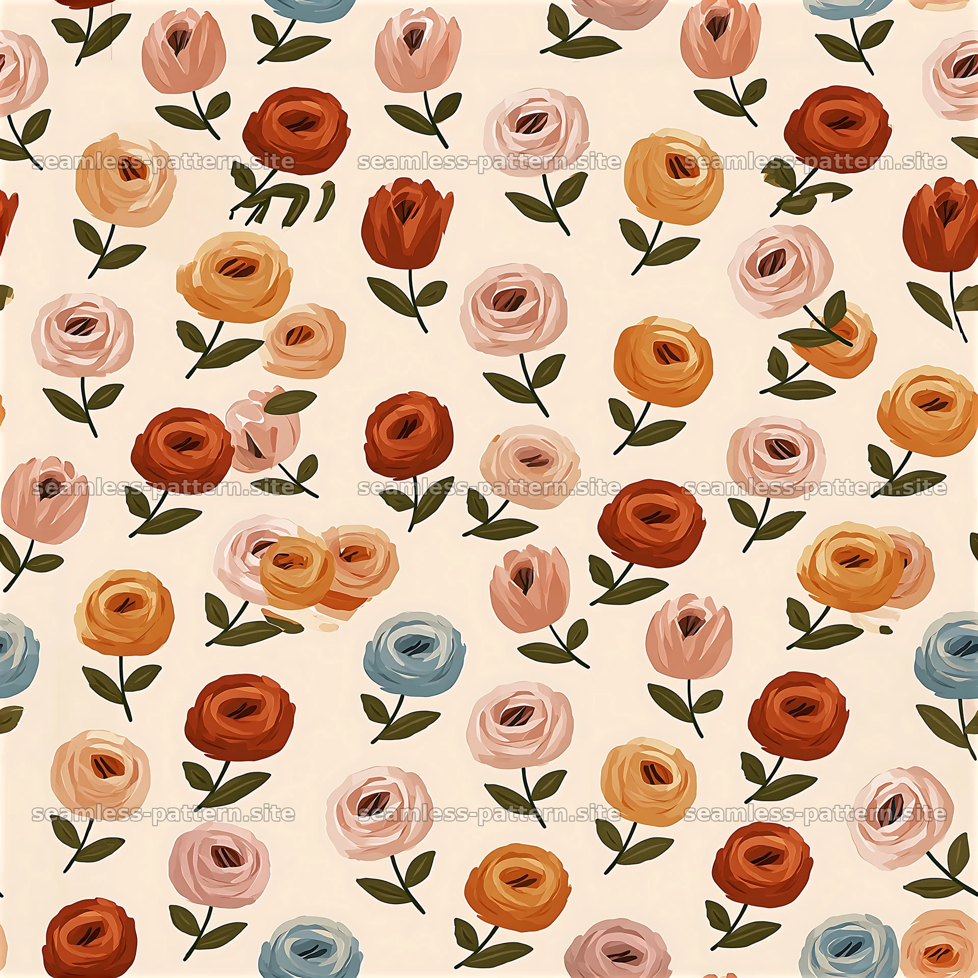 Colorful rose floral seamless pattern — seamless tileable pattern at 8192x8192