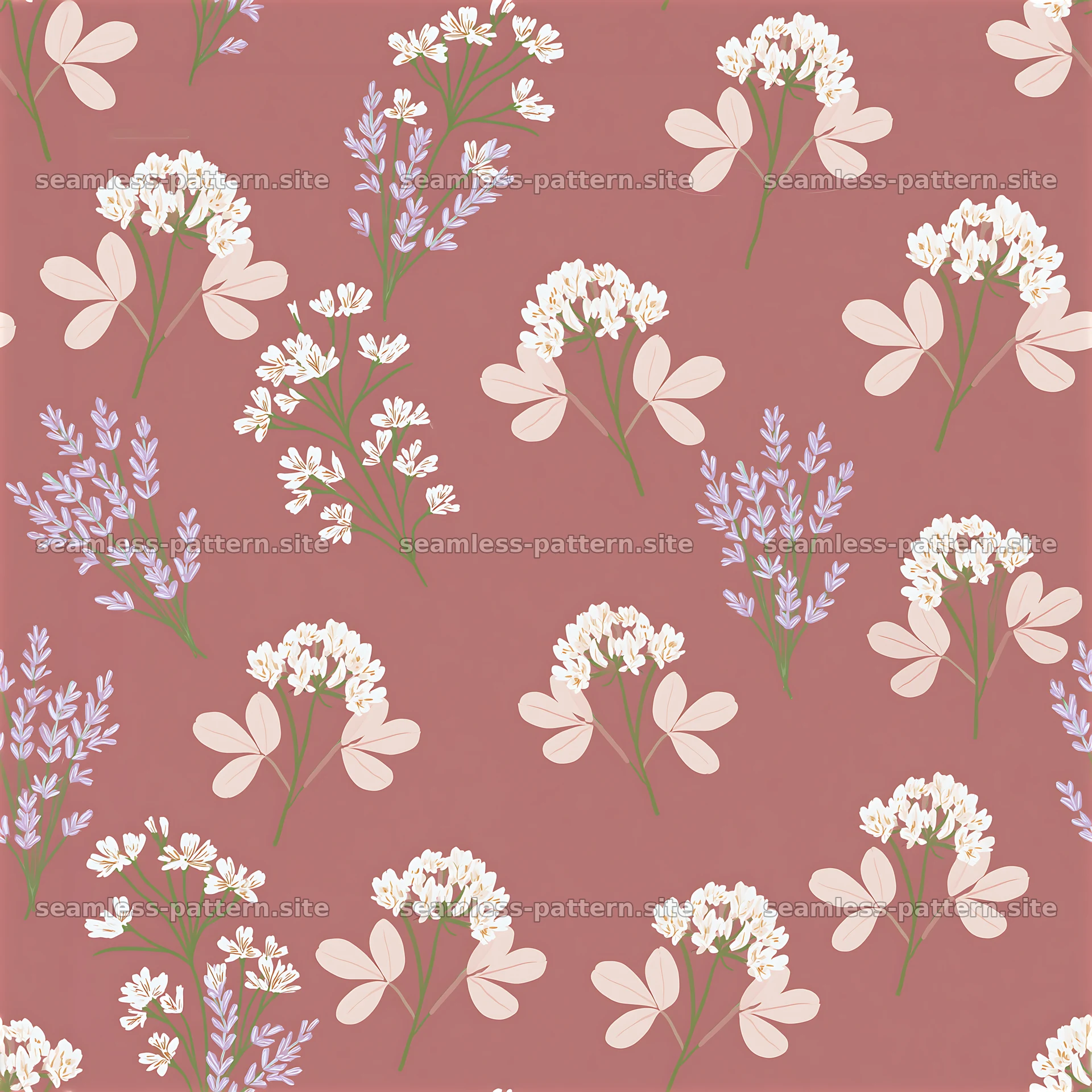 Spring flower seamless pattern with light blooms on a pink background — seamless tileable pattern at 8192x8192