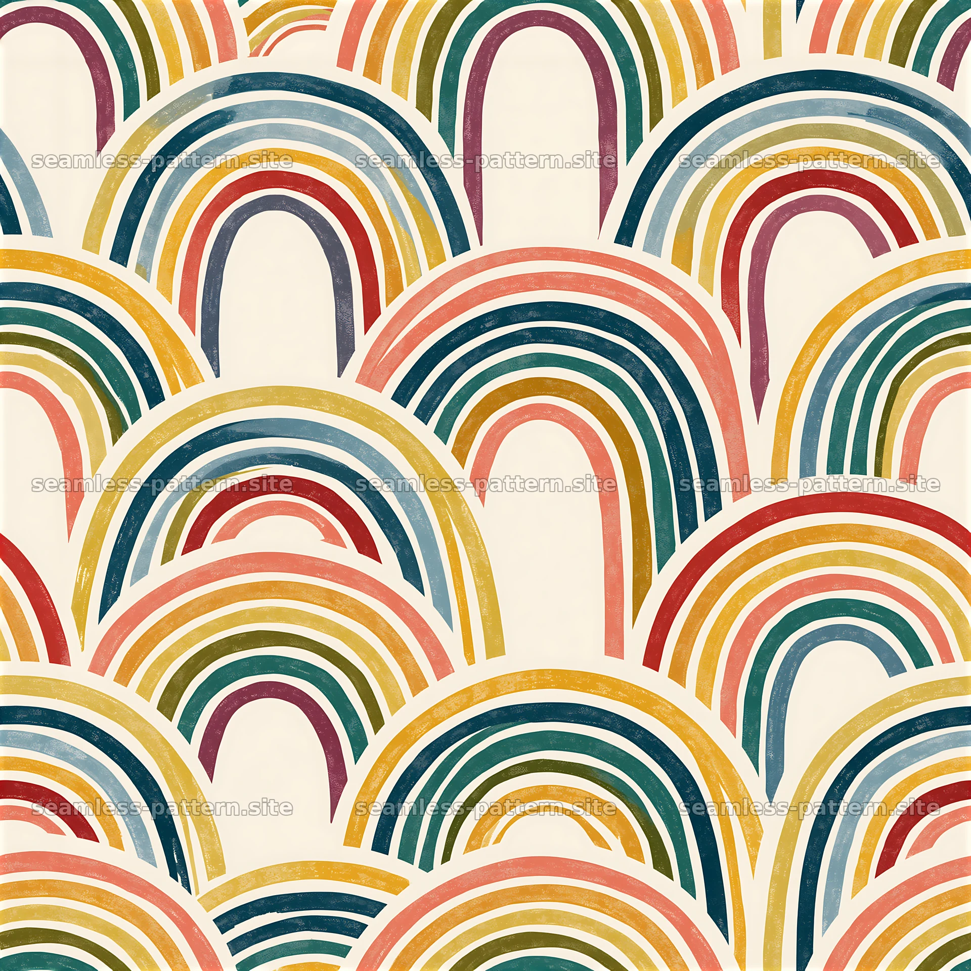 Bold rainbow arcs seamless pattern in repeating design — seamless tileable pattern at 8192x8192