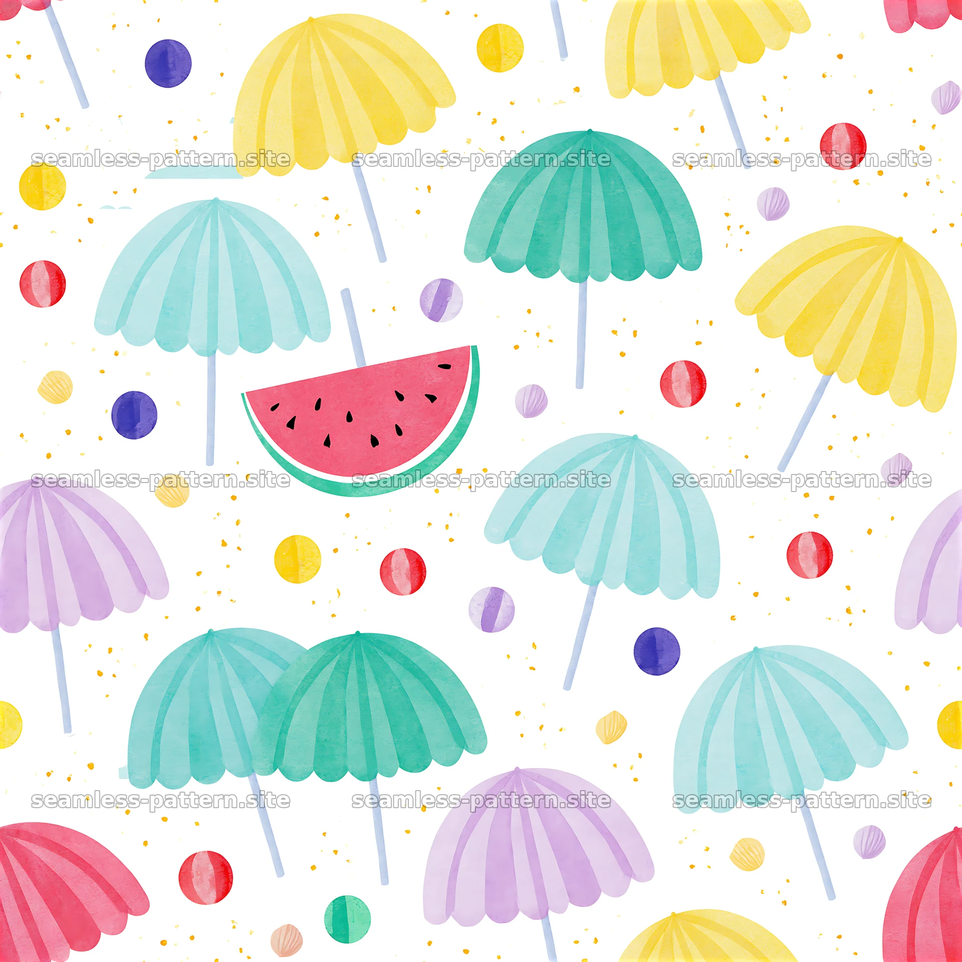 Colorful beach umbrellas tileable pattern for summer fun and leisure — seamless tileable pattern at 8192x8192