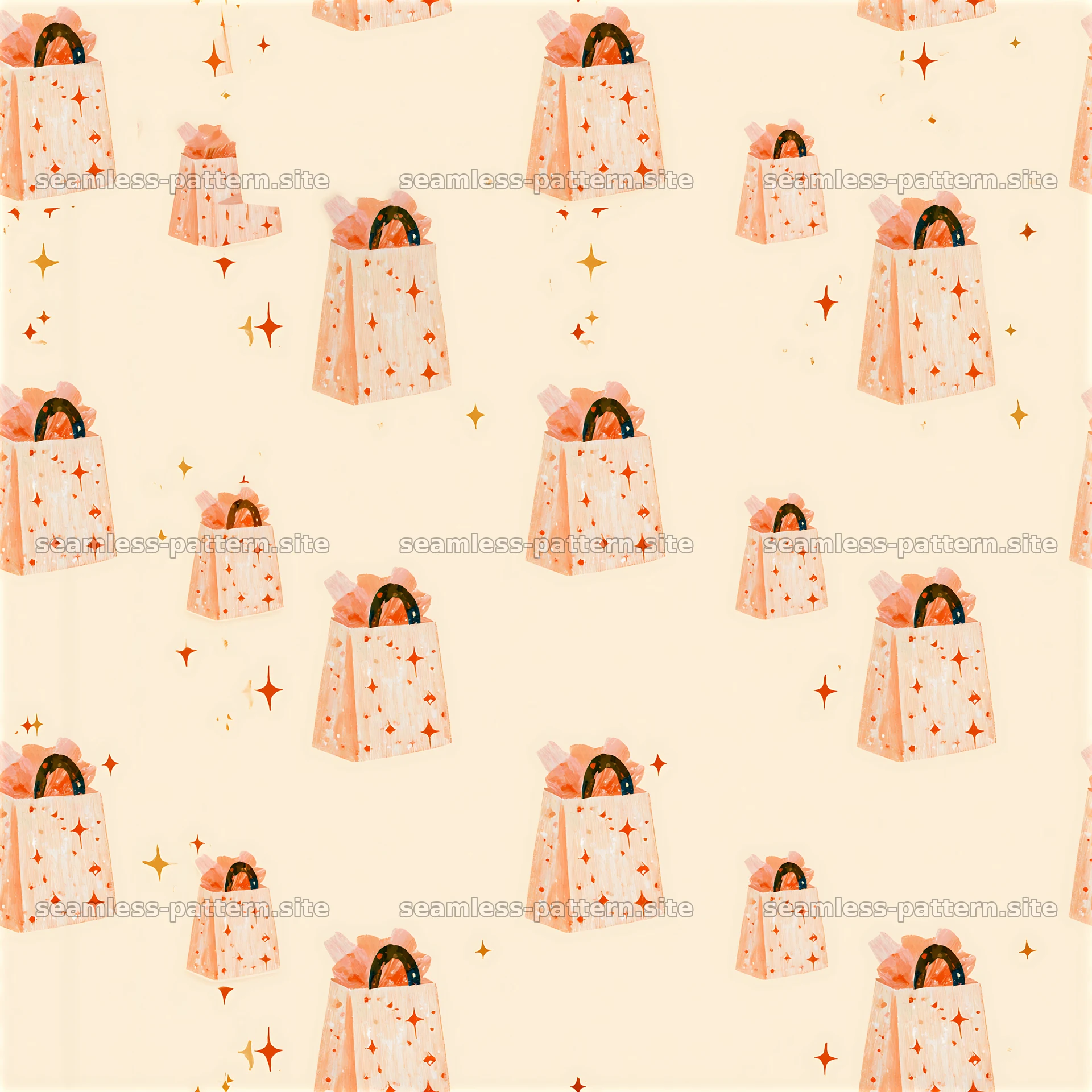 Seamless pattern with party gift bags for festive occasions — seamless tileable pattern at 8192x8192