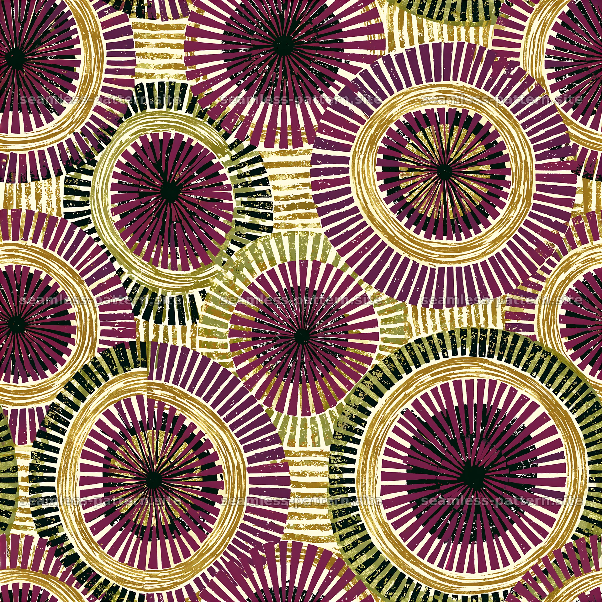 Radial Black Red Gold Repeat Pattern — seamless tileable pattern at 8192x8192