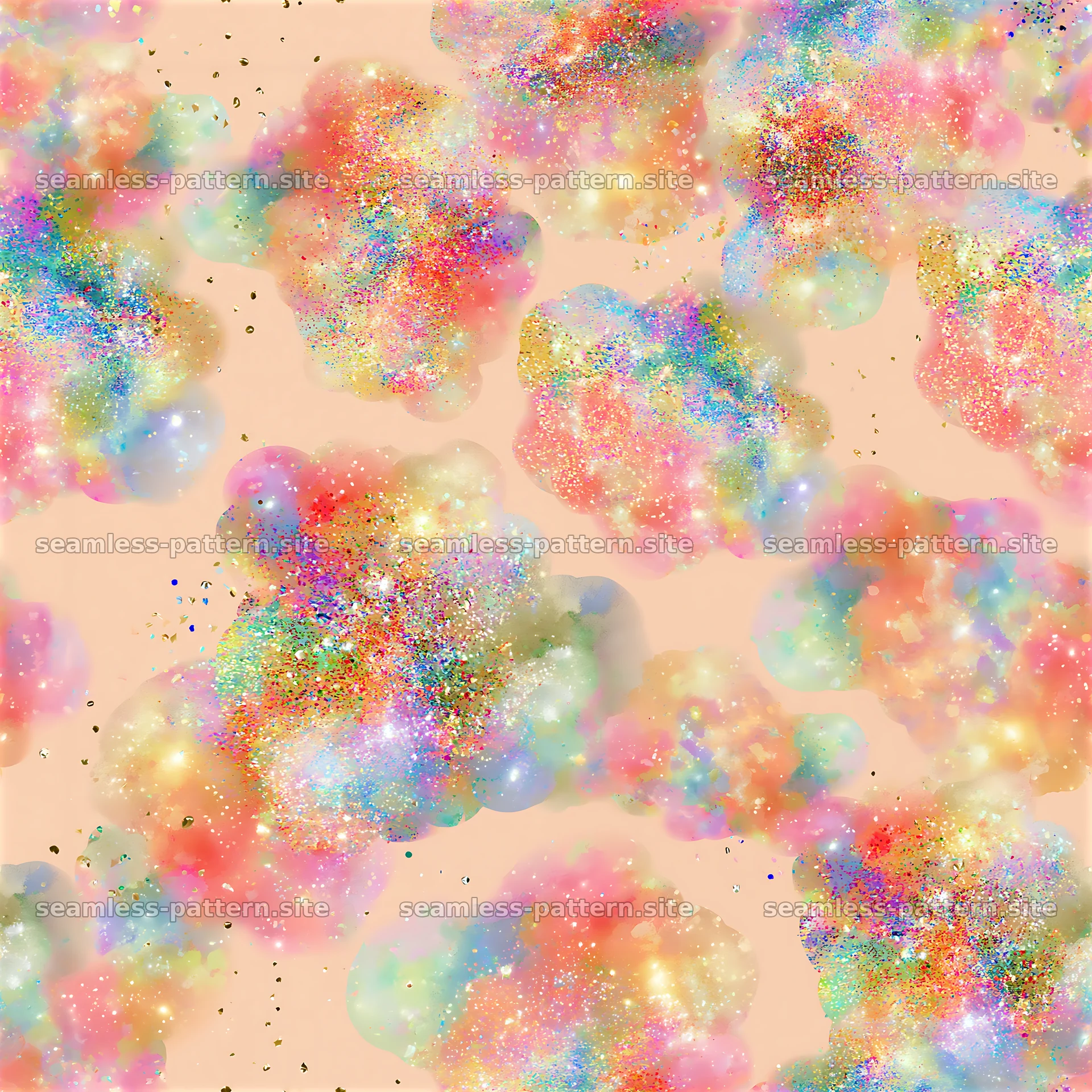 Colorful glitter seamless pattern with vibrant shapes and hues — seamless tileable pattern at 8192x8192