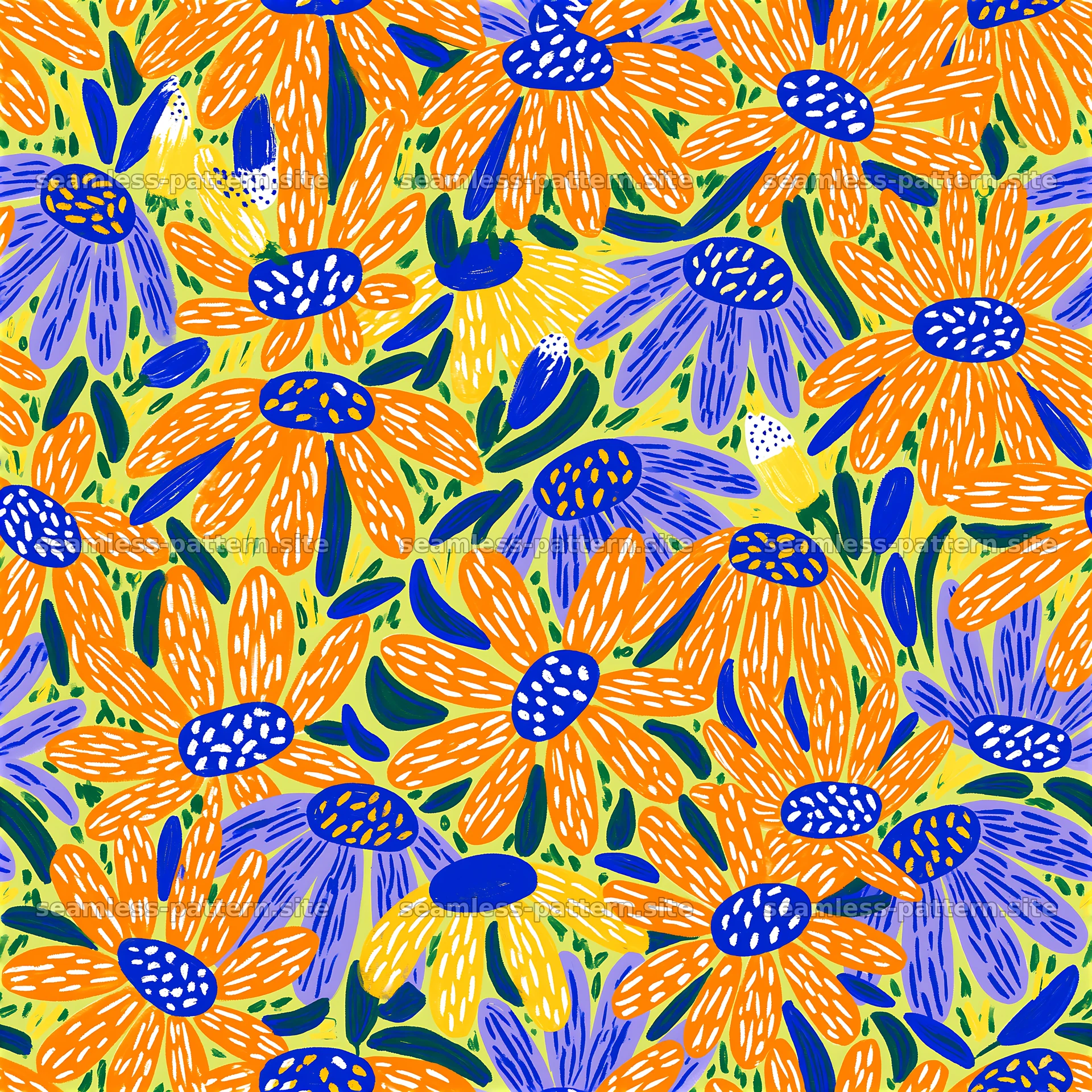 Colorful Daisy Seamless Floral Pattern — seamless tileable pattern at 8192x8192
