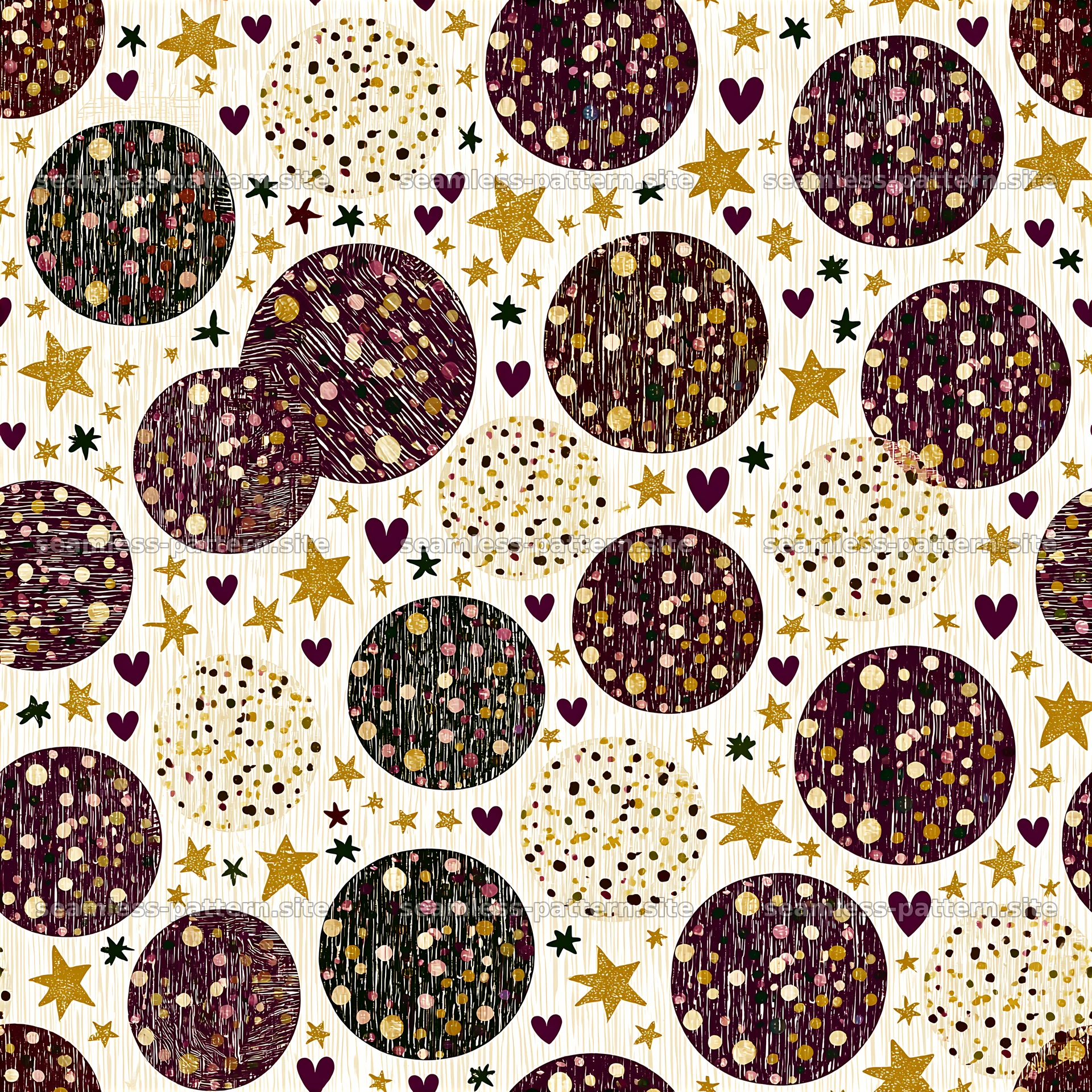 Colorful circles and stars seamless pattern for playful designs — seamless tileable pattern at 8192x8192