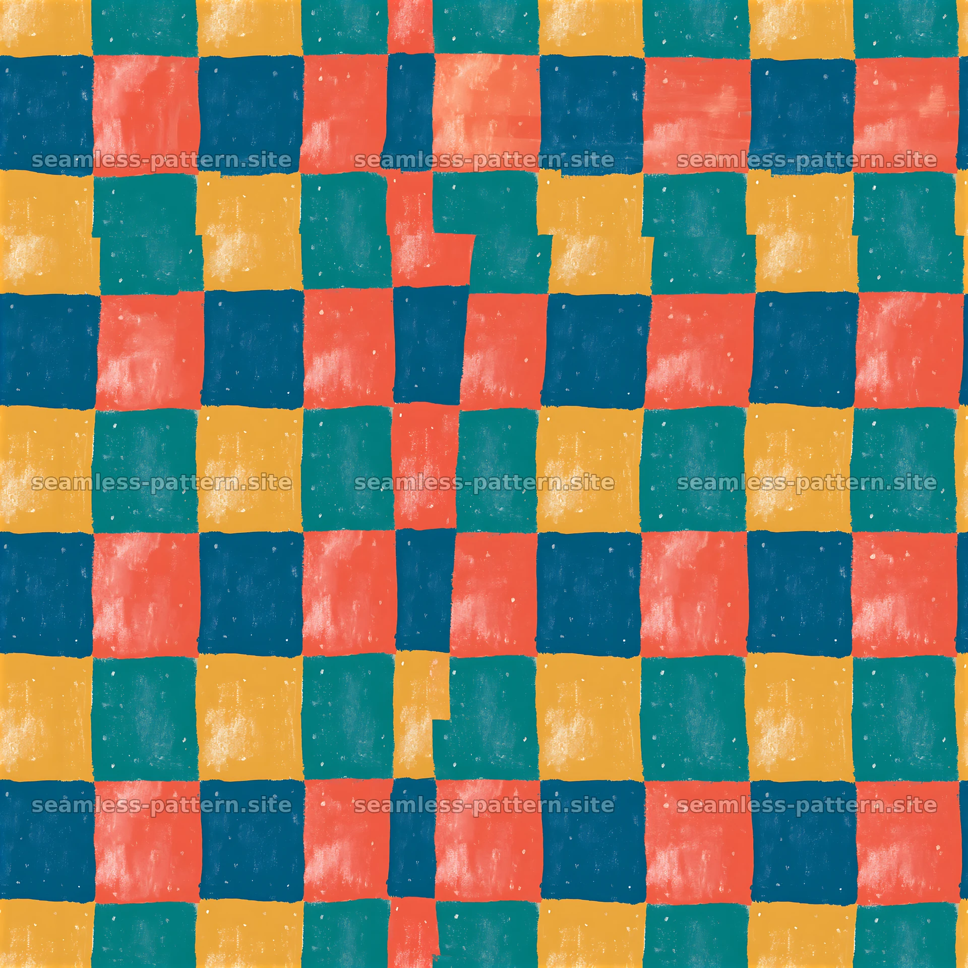 Colorful checkerboard seamless pattern with vibrant colors and shapes — seamless tileable pattern at 8192x8192