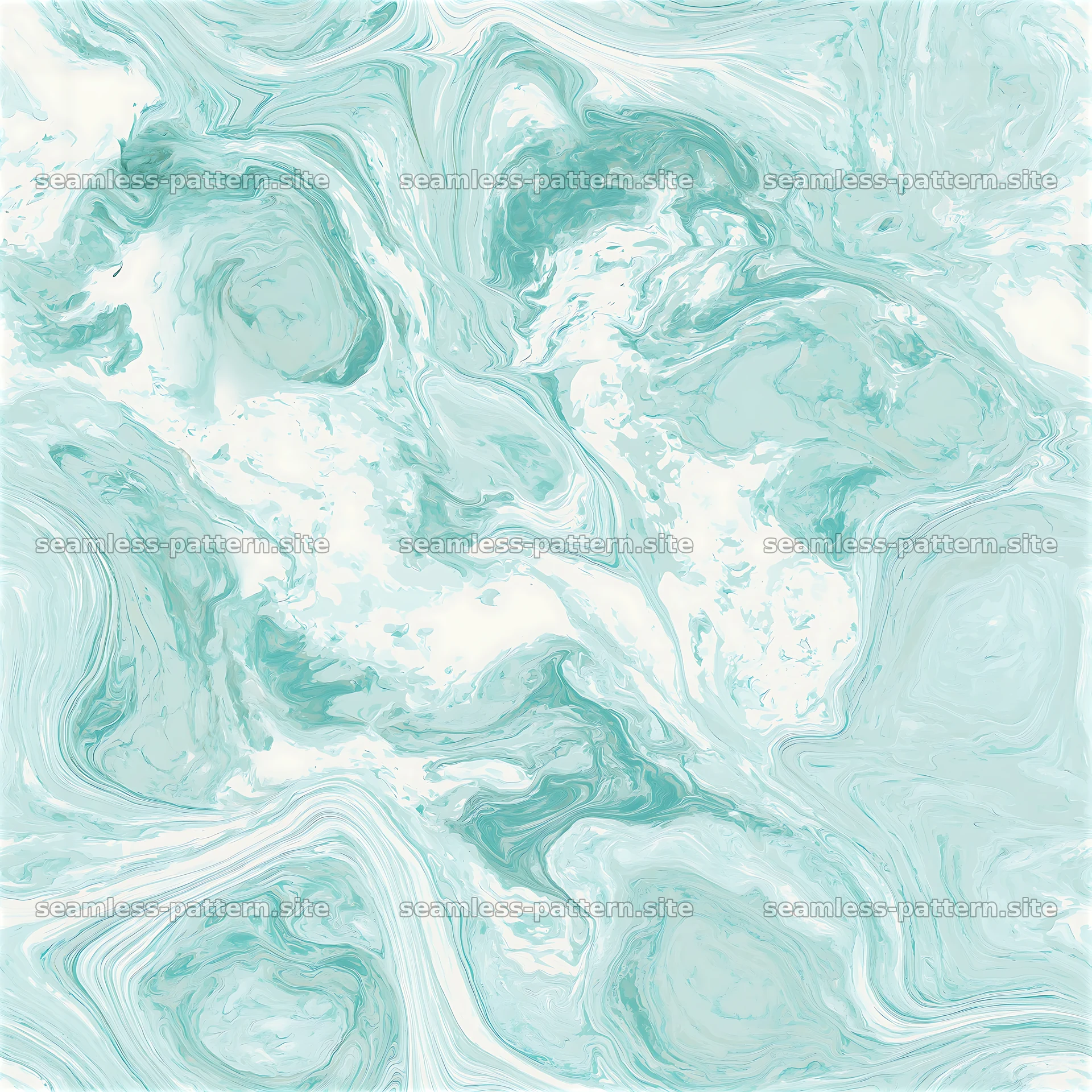 Digital marble seamless pattern with swirls of mint and white colors — seamless tileable pattern at 8192x8192