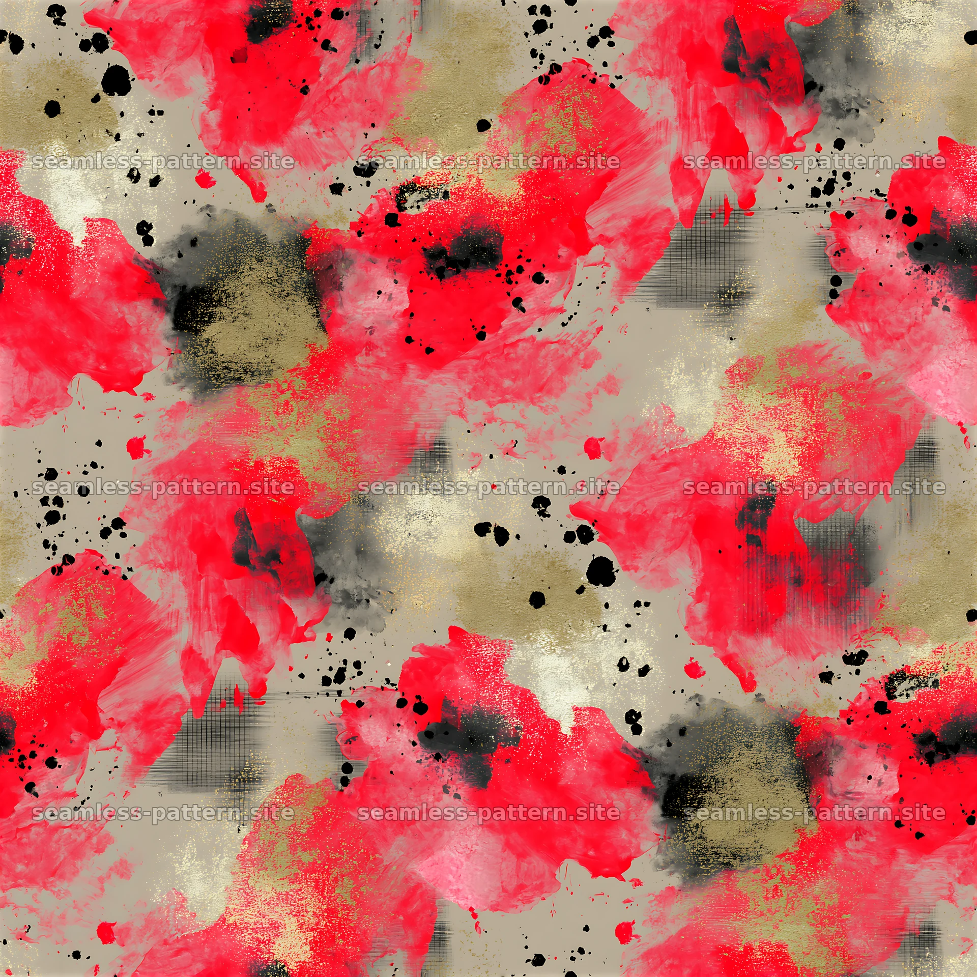 Paint splash black red gold seamless texture — seamless tileable pattern at 8192x8192
