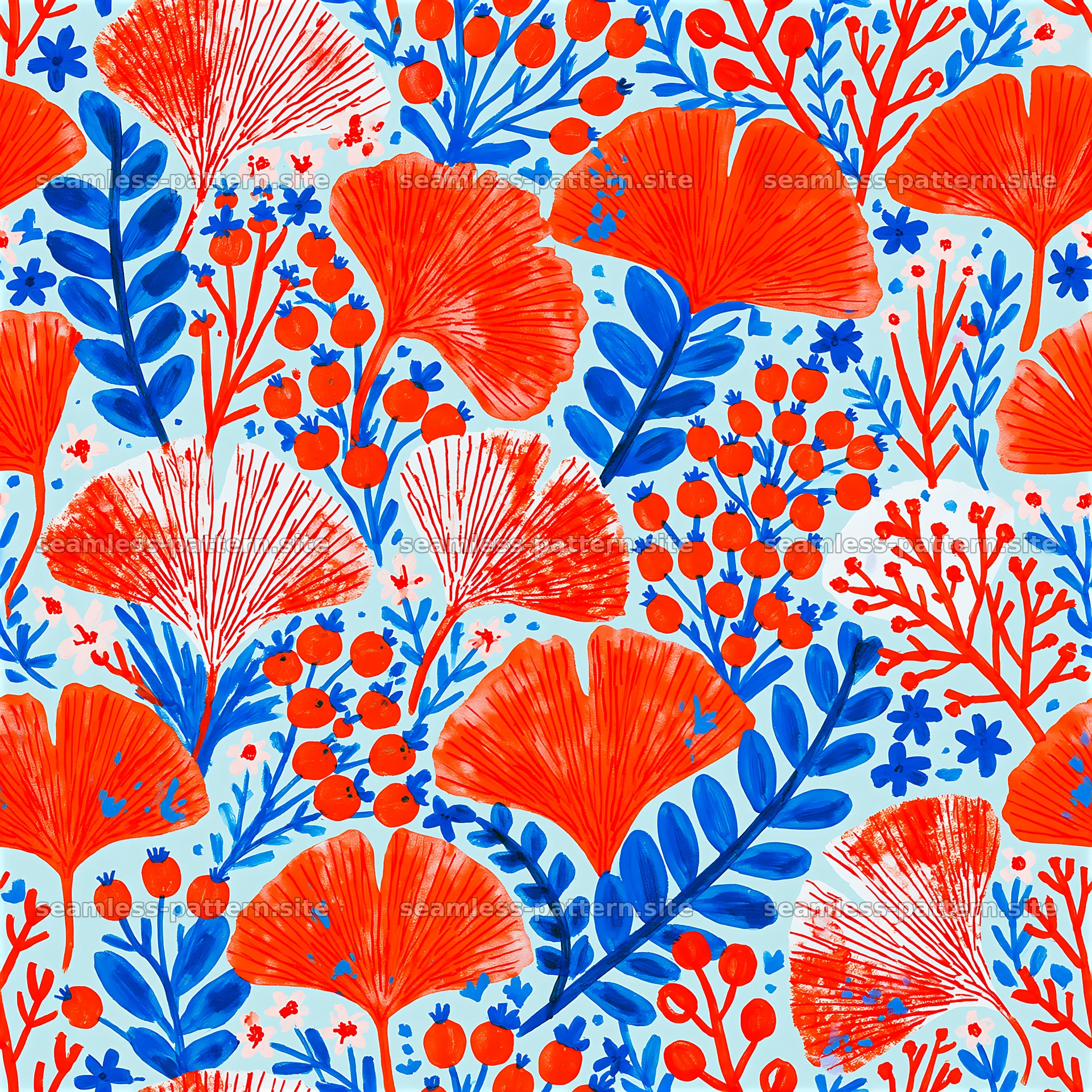 Colorful botanical floral and berry seamless pattern — seamless tileable pattern at 8192x8192