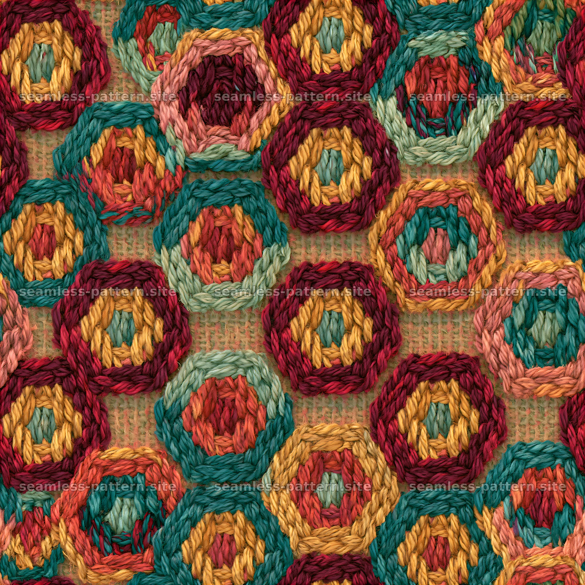 Colorful Woven Geometric Loop Pattern — seamless tileable pattern at 8192x8192