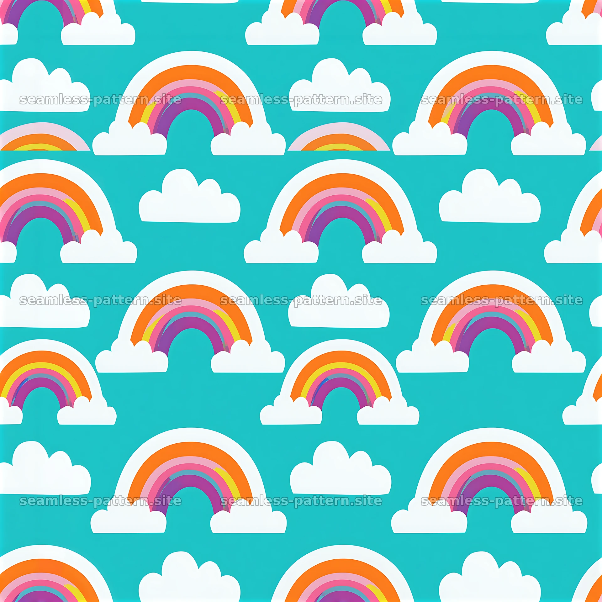 Cute rainbows and clouds seamless pattern for cheerful designs — seamless tileable pattern at 8192x8192