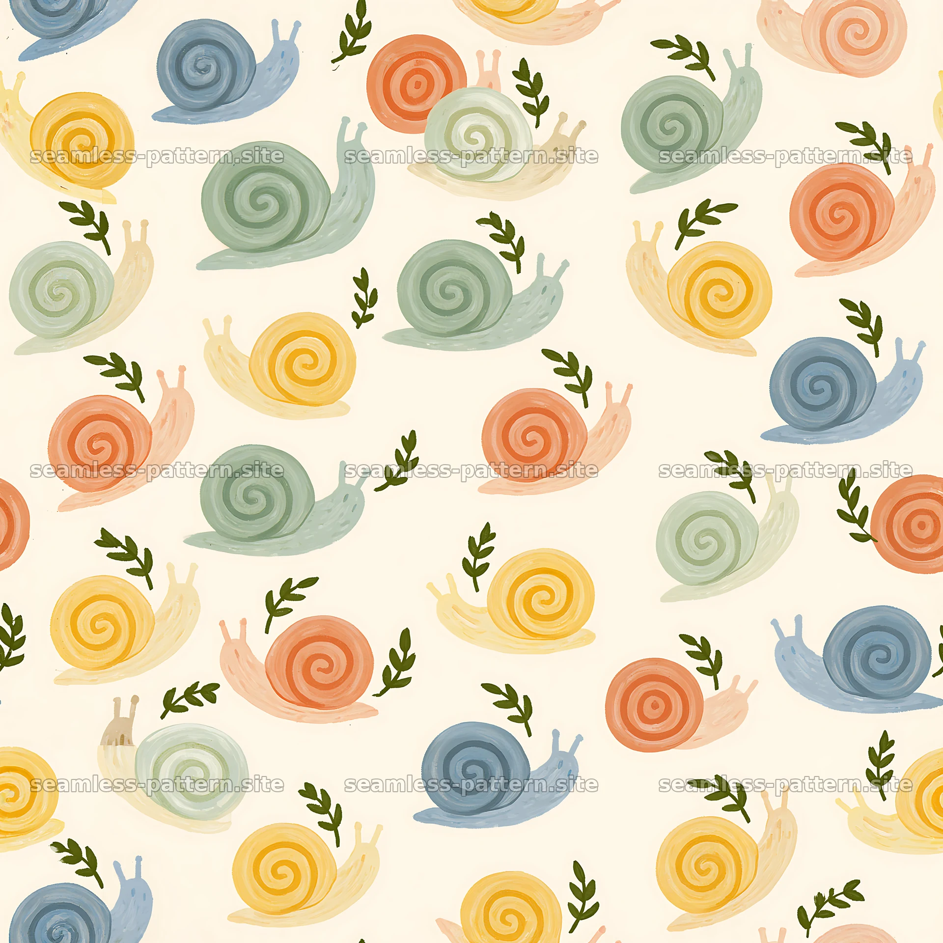 Seamless snail pattern for nursery fabric — seamless tileable pattern