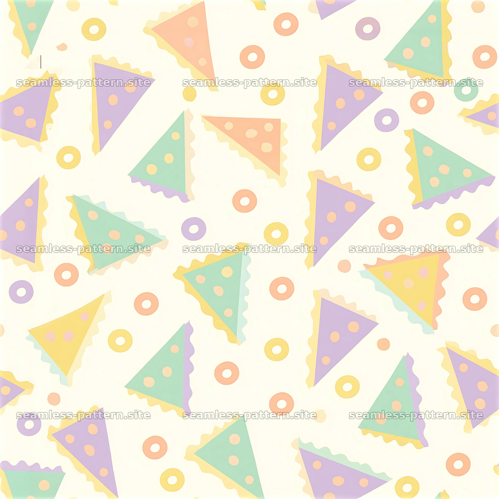 Pastel funky triangle pattern with vibrant shapes — seamless tileable pattern at 8192x8192