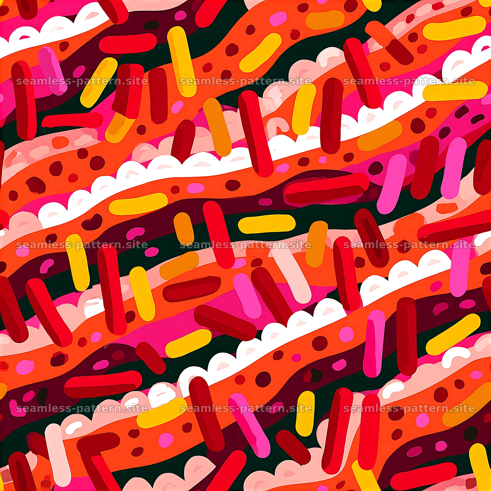 Colorful sprinkle pattern on a bold background for festive designs — seamless tileable pattern at 8192x8192