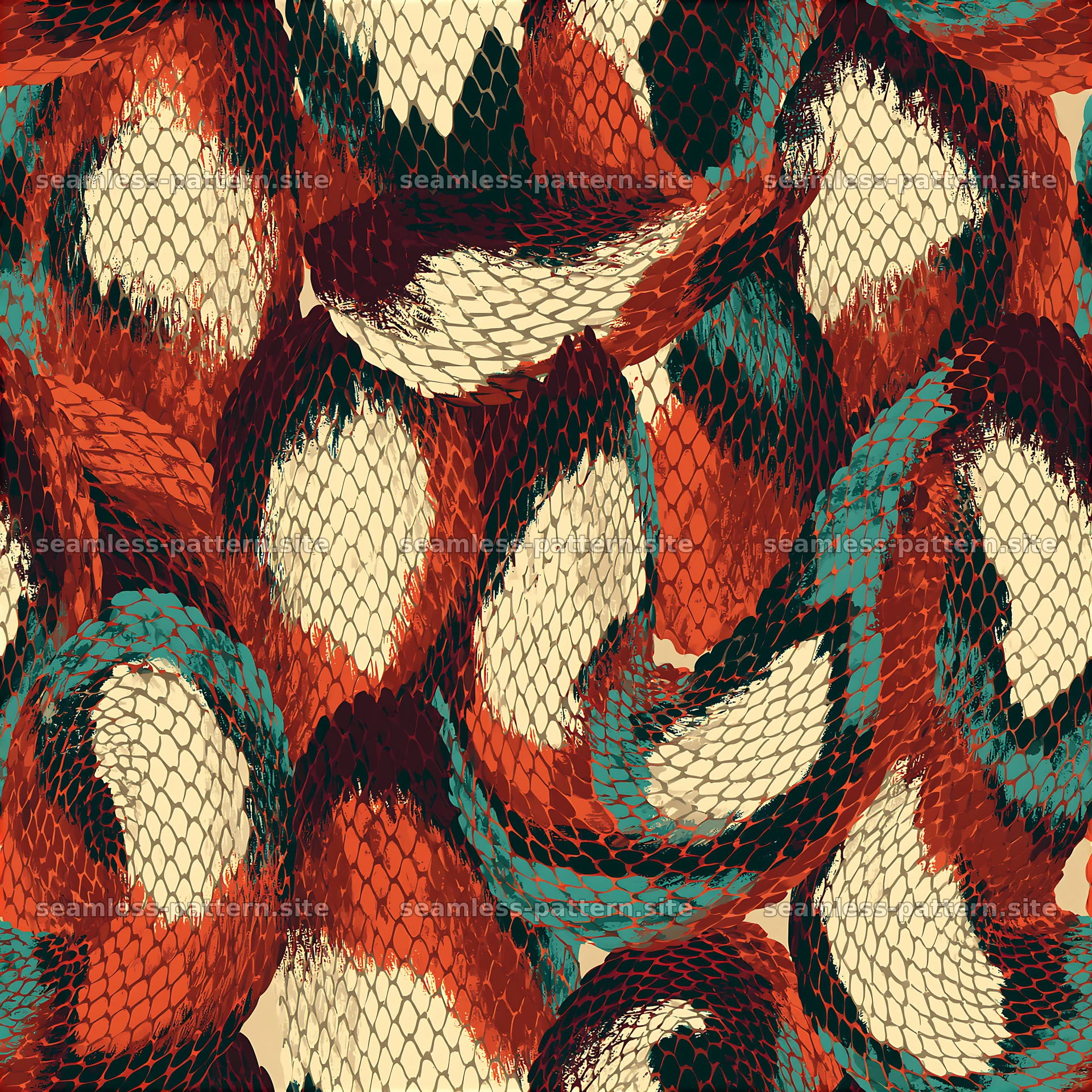 Seamless bohemian snake skin repeat pattern in earthy tones — seamless tileable pattern at 8192x8192