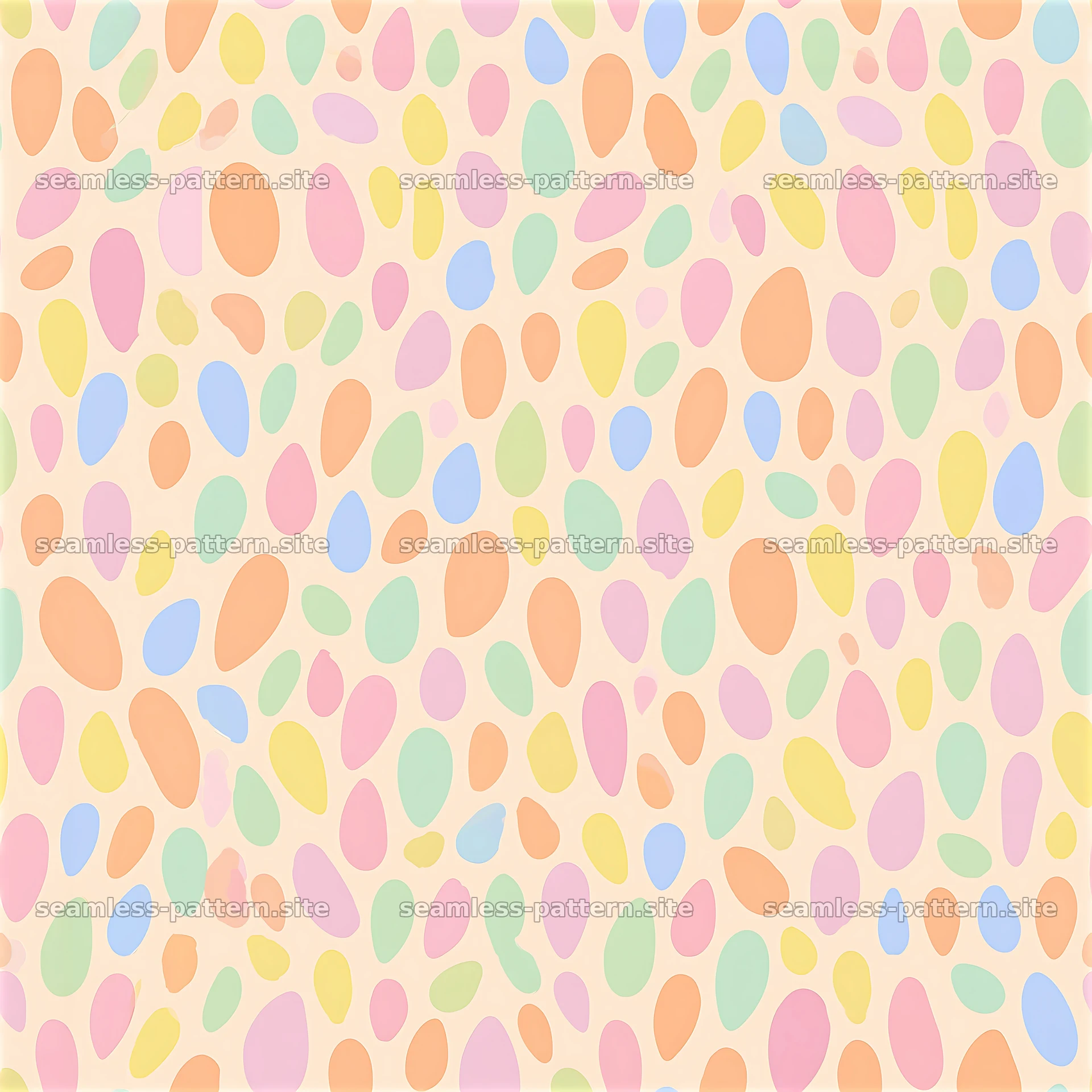 Colorful abstract droplets seamless pattern on light background — seamless tileable pattern at 8192x8192