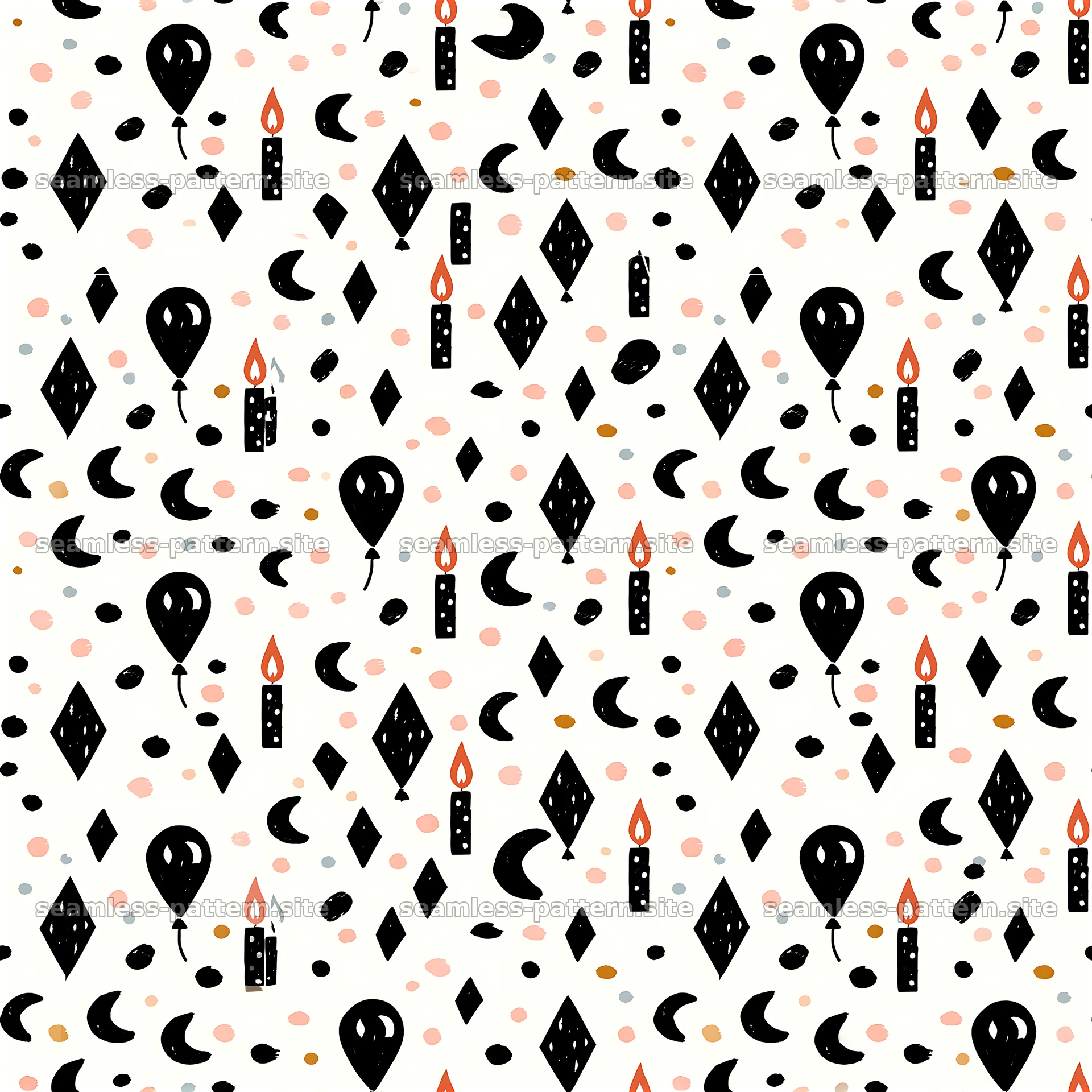 Birthday Candles and Balloons Seamless Pattern — seamless tileable pattern at 8192x8192