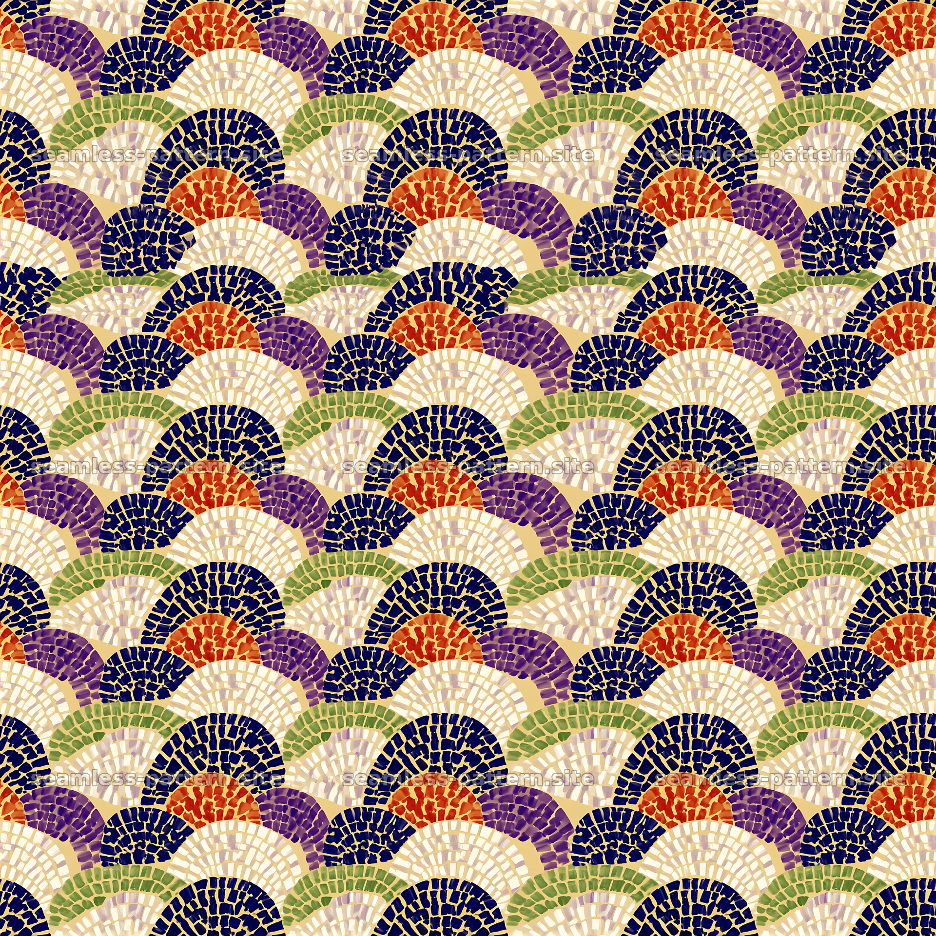 Colorful seashell seamless pattern with distinct shapes and colors — seamless tileable pattern at 8192x8192