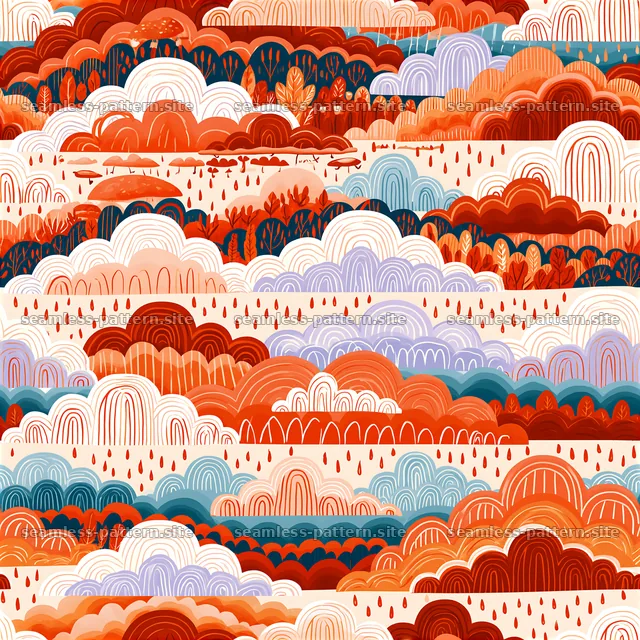 Colorful clouds pattern with various shapes and colors — seamless tileable pattern