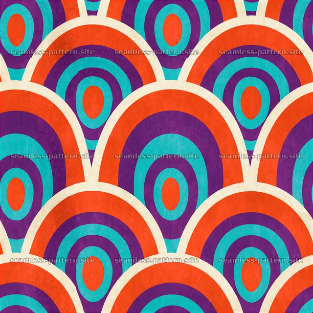 Funky abstract repeating pattern with colored curves and waves — seamless tileable pattern