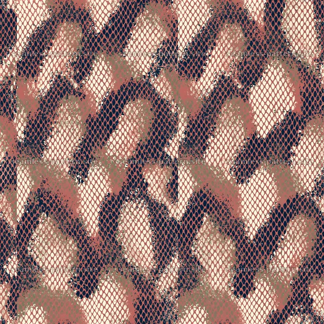Seamless vintage snake skin texture with bold shapes and colors — seamless tileable pattern