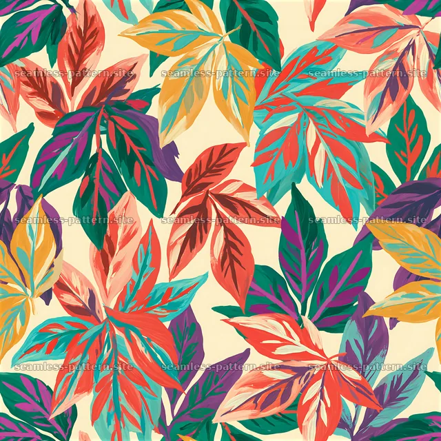 Colorful seamless pattern of leaves in various shades — seamless tileable pattern